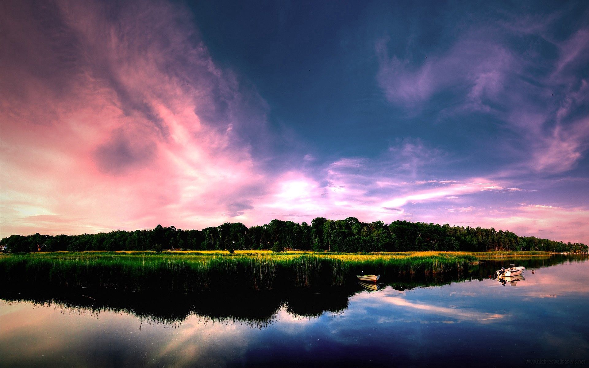 HD desktop wallpaper: Trees, Sky, Lake, Shore, Bank, Nature, Boats download  free picture #107310