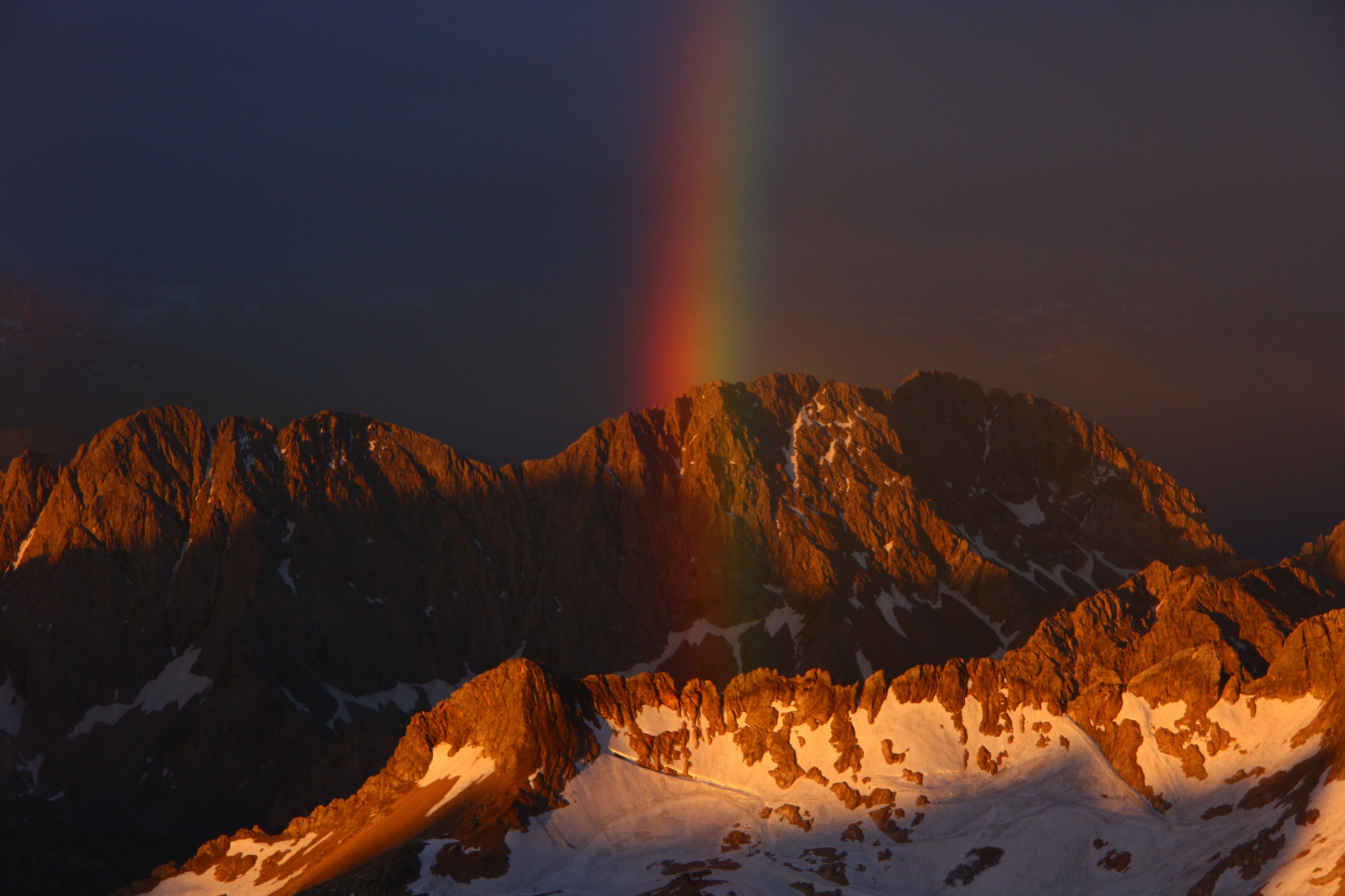 Laden Sie das Natur, Sky, Mountains, Schnee, Regenbogen-Bild kostenlos auf Ihren PC-Desktop herunter