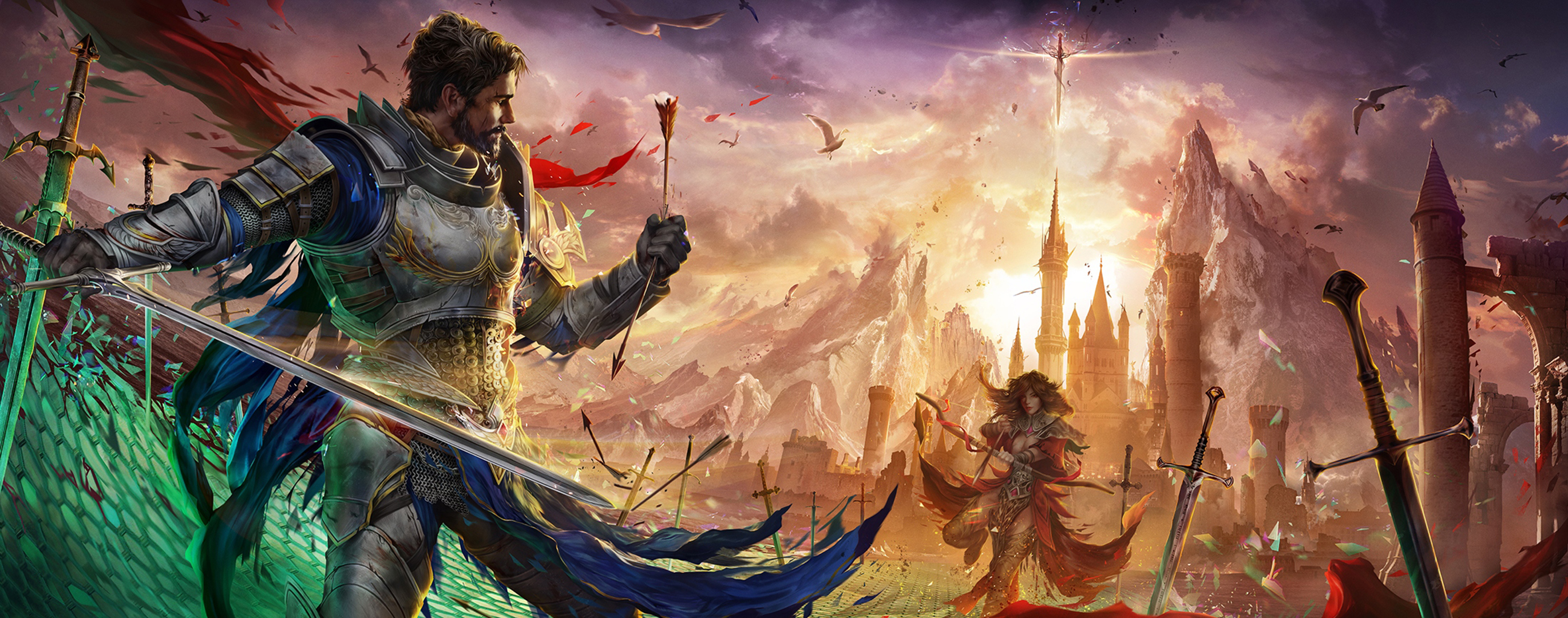 armor, archer, fantasy, sword Panoramic Wallpapers