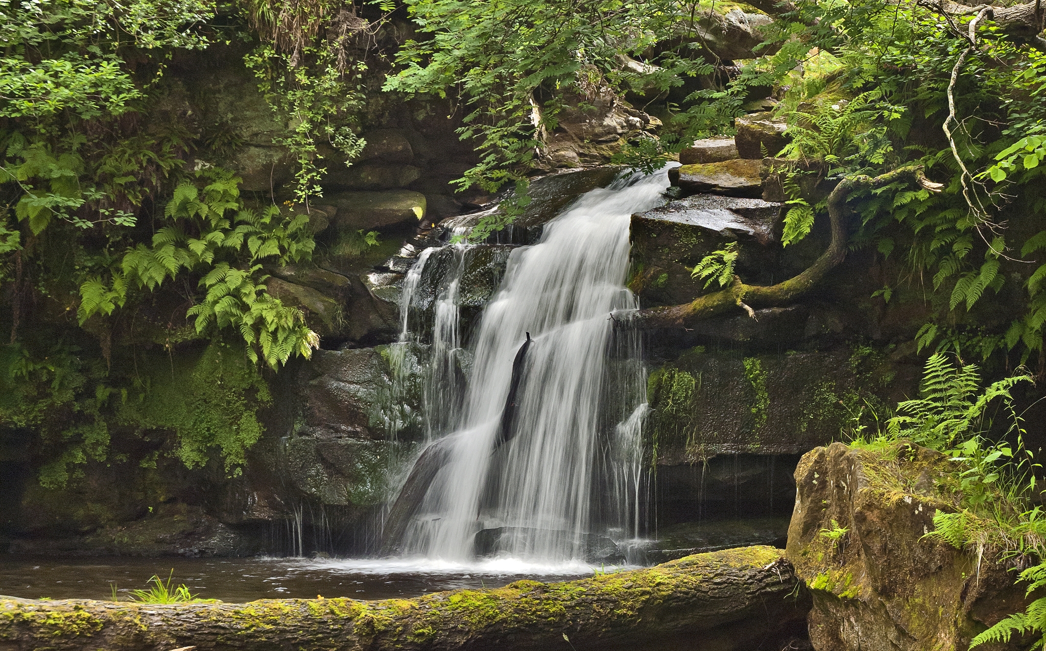 landscape, nature, rocks, waterfall HD Wallpaper for Phone