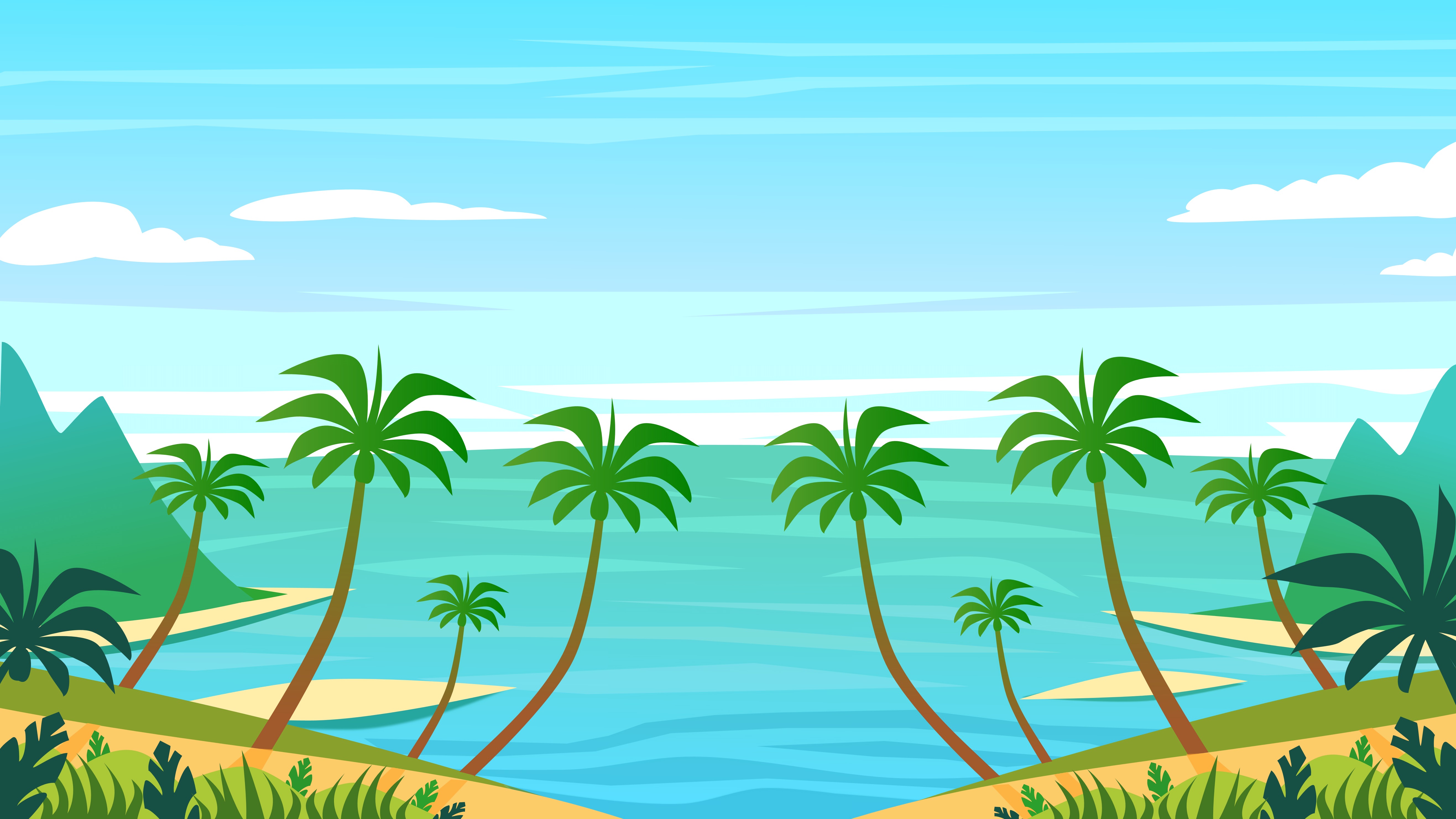 vector, island, art, water Screen Wallpaper