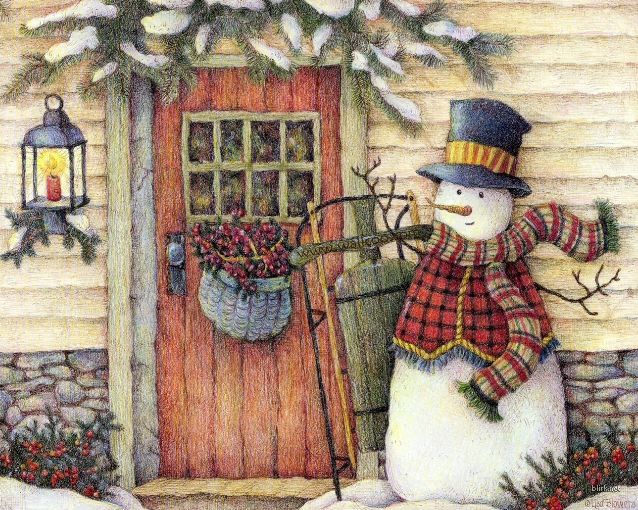 13542 скачать обои новый год (new year), снеговики, рождество (christmas xmas), рисунки - заставки и картинки бесплатно
