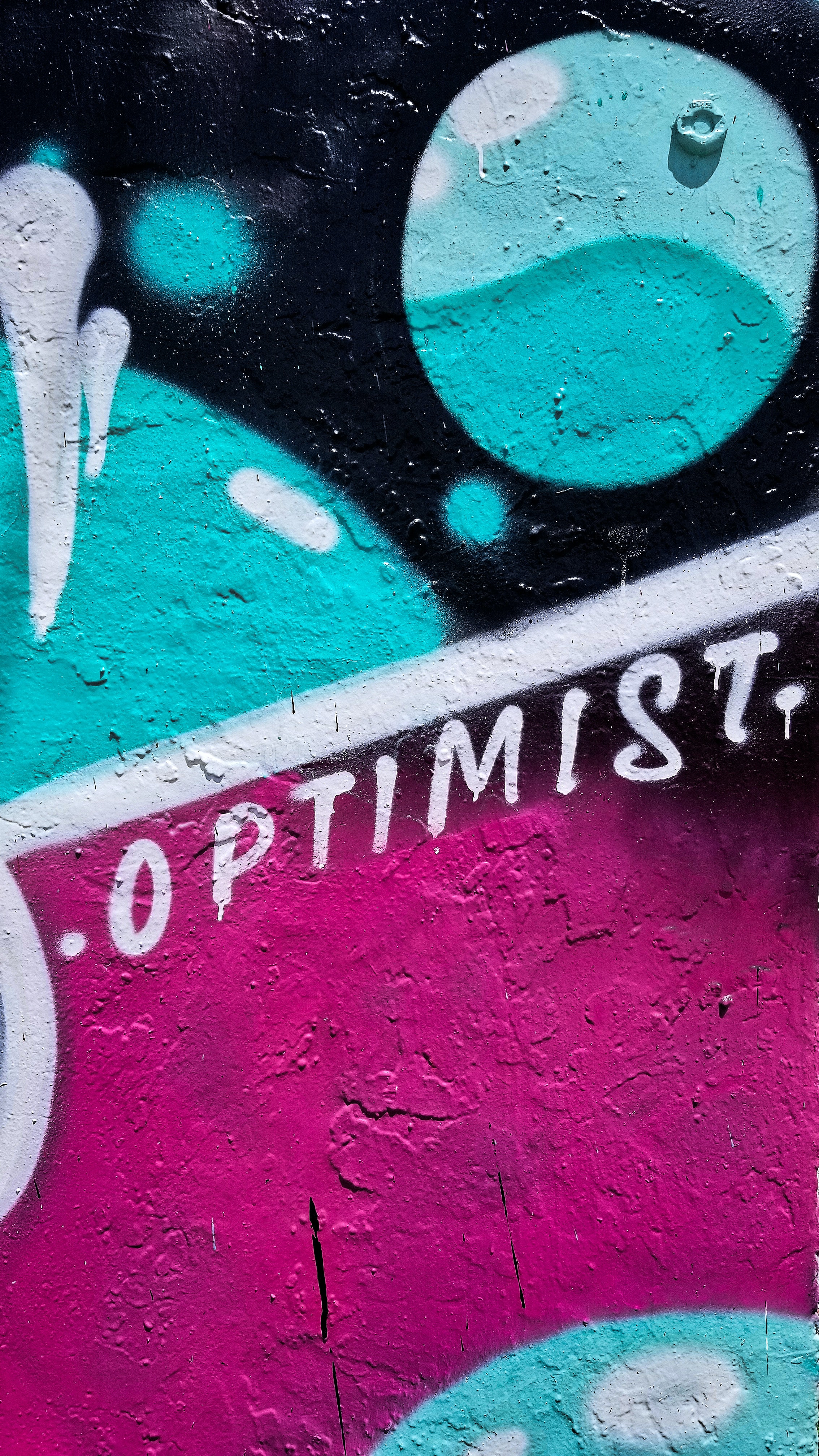 QHD wallpaper wall, word, paint, optimist