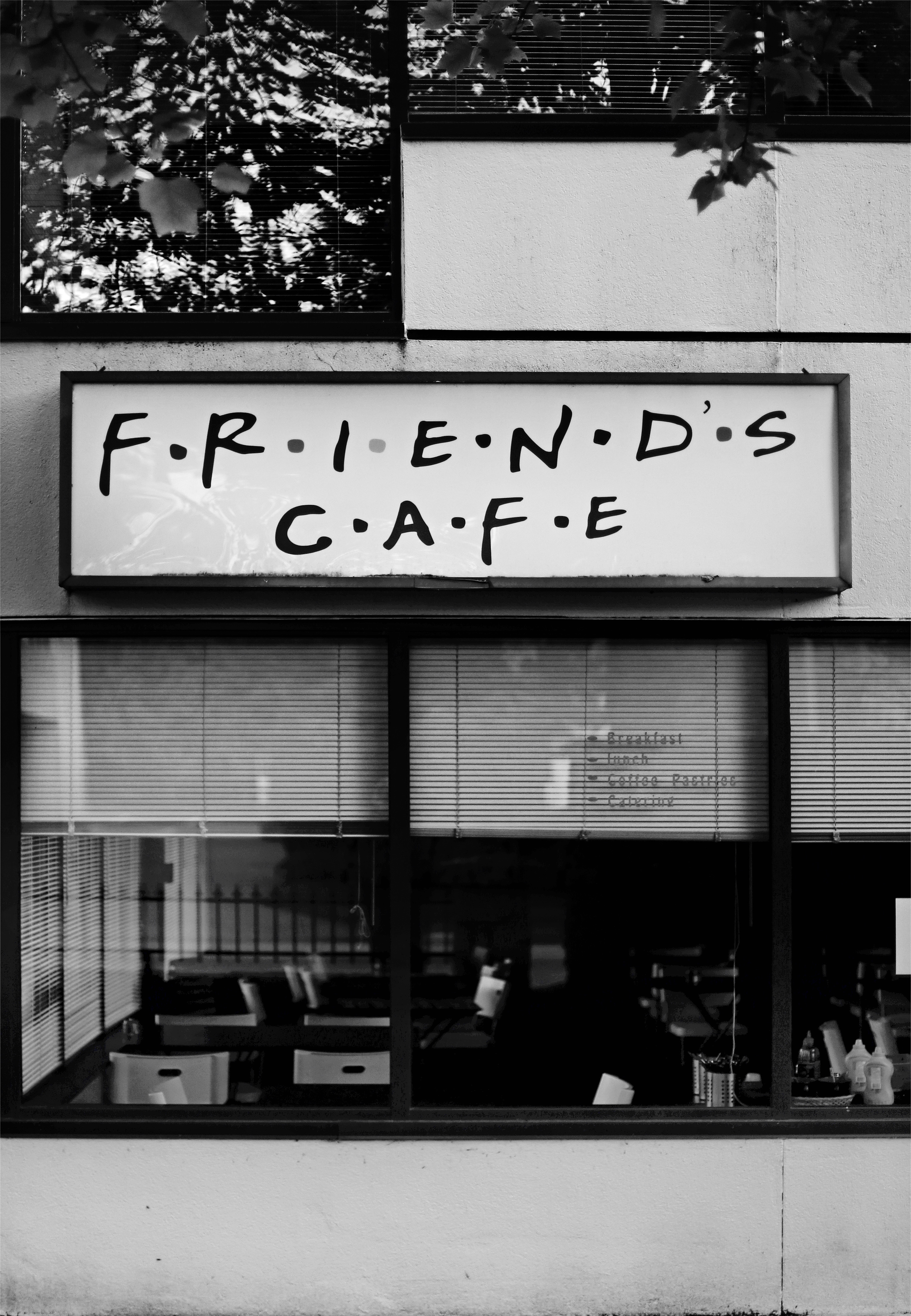 cafe, words, bw, chb, sign, signboard, friends, café 1080p