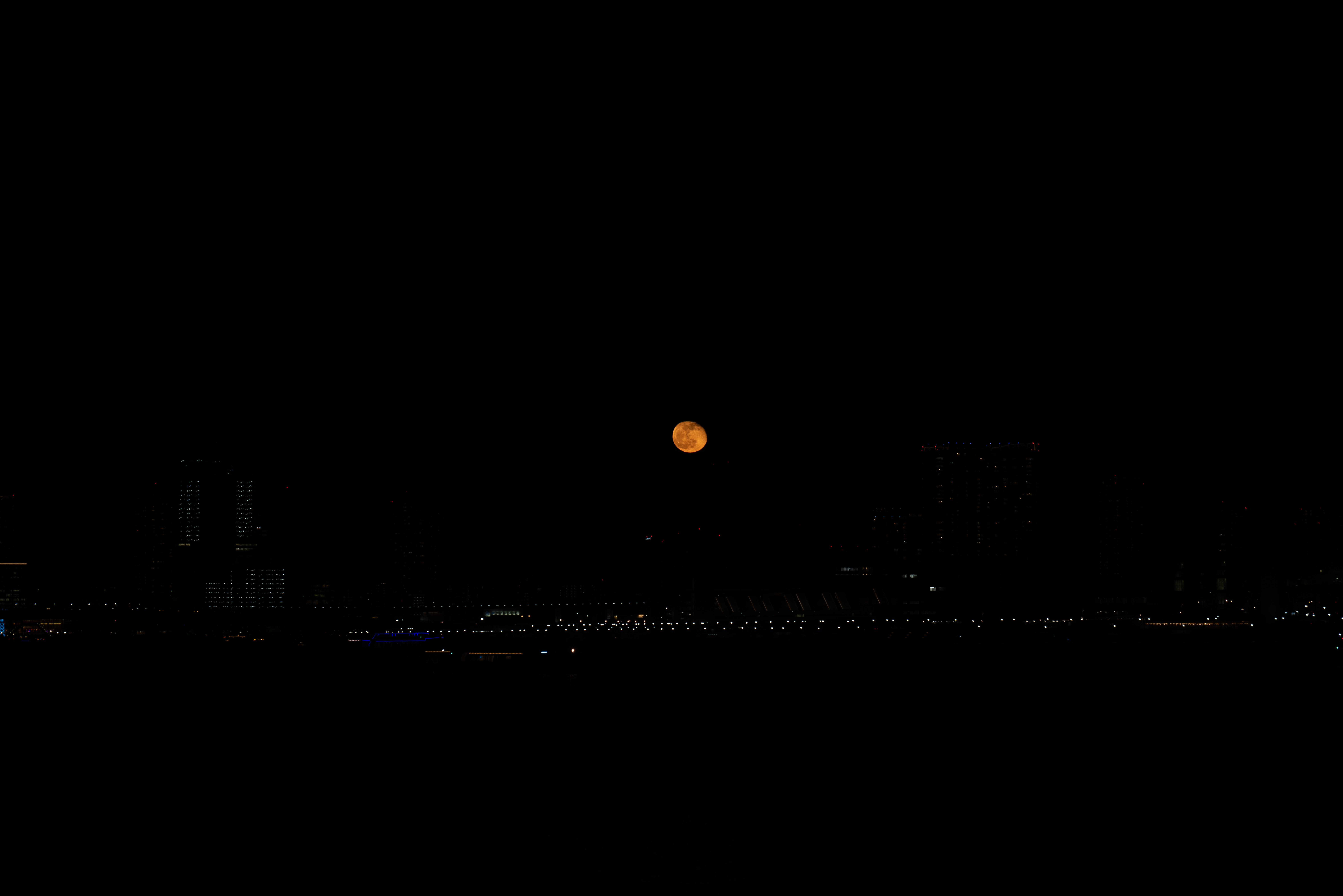 night city, black, night, moon, full moon Full HD