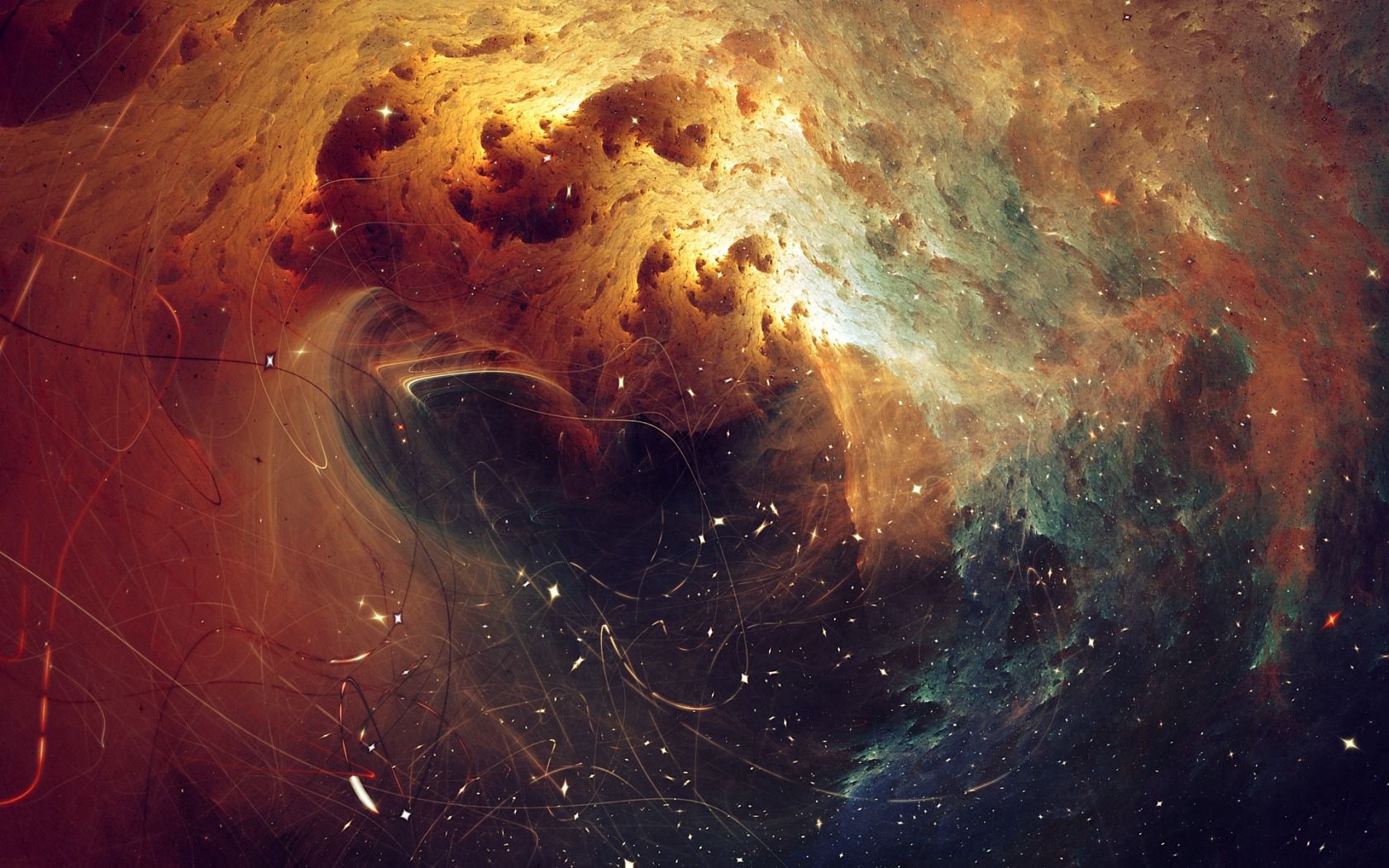 fractal galaxy, threads, universe, particles HD Wallpaper for Phone