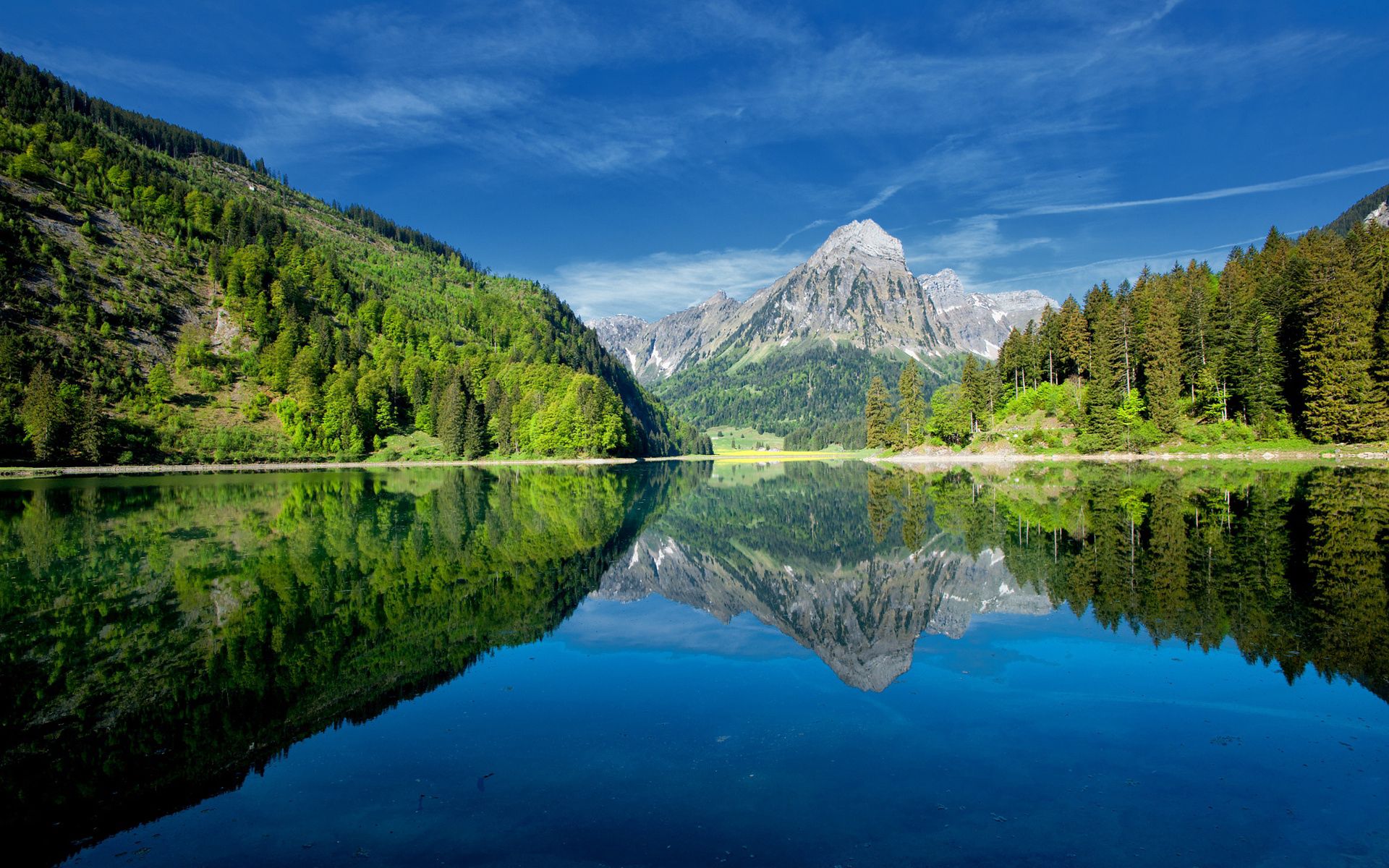 nature, trees, sky, mountains, summer, green, blue, lake, reflection, freshness, clear, i see, mirror, purity, woods, scaffolding Free Stock Photo