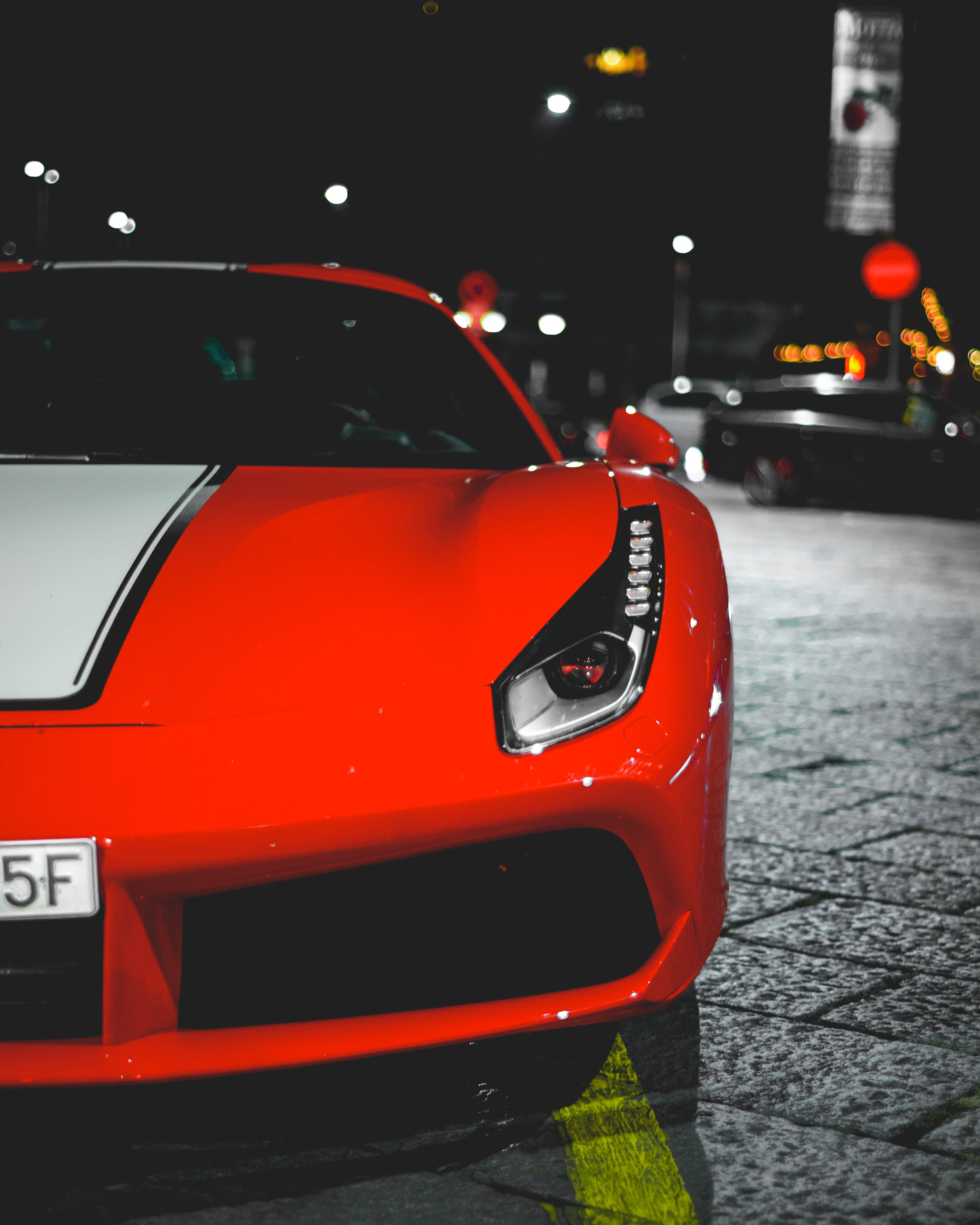 auto, sports, cars, red, front view, sports car Free Stock Photo