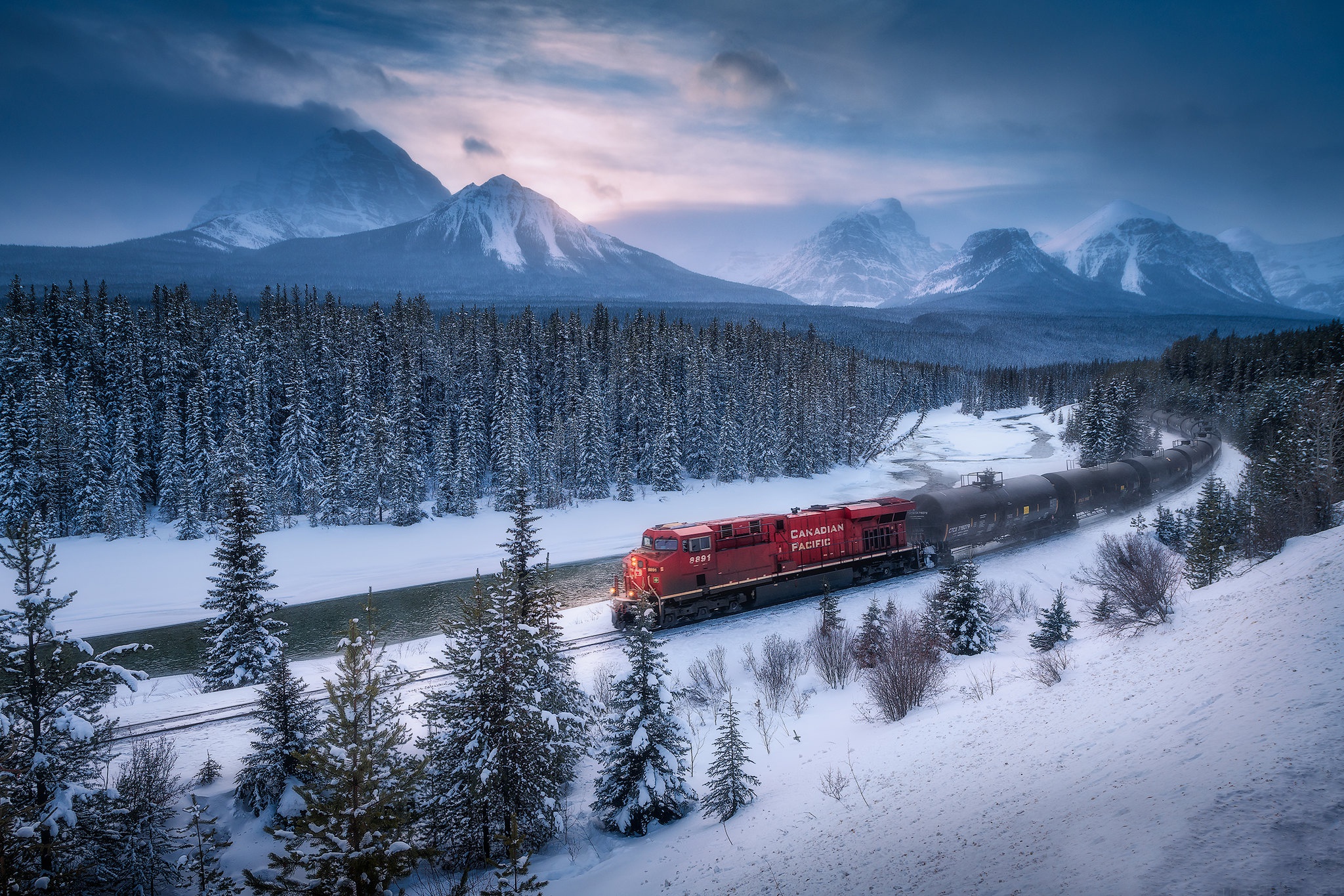 HD desktop wallpaper: Winter, Snow, Mountain, Canada, Forest, Train, Banff  National Park, Vehicles download free picture #1000424