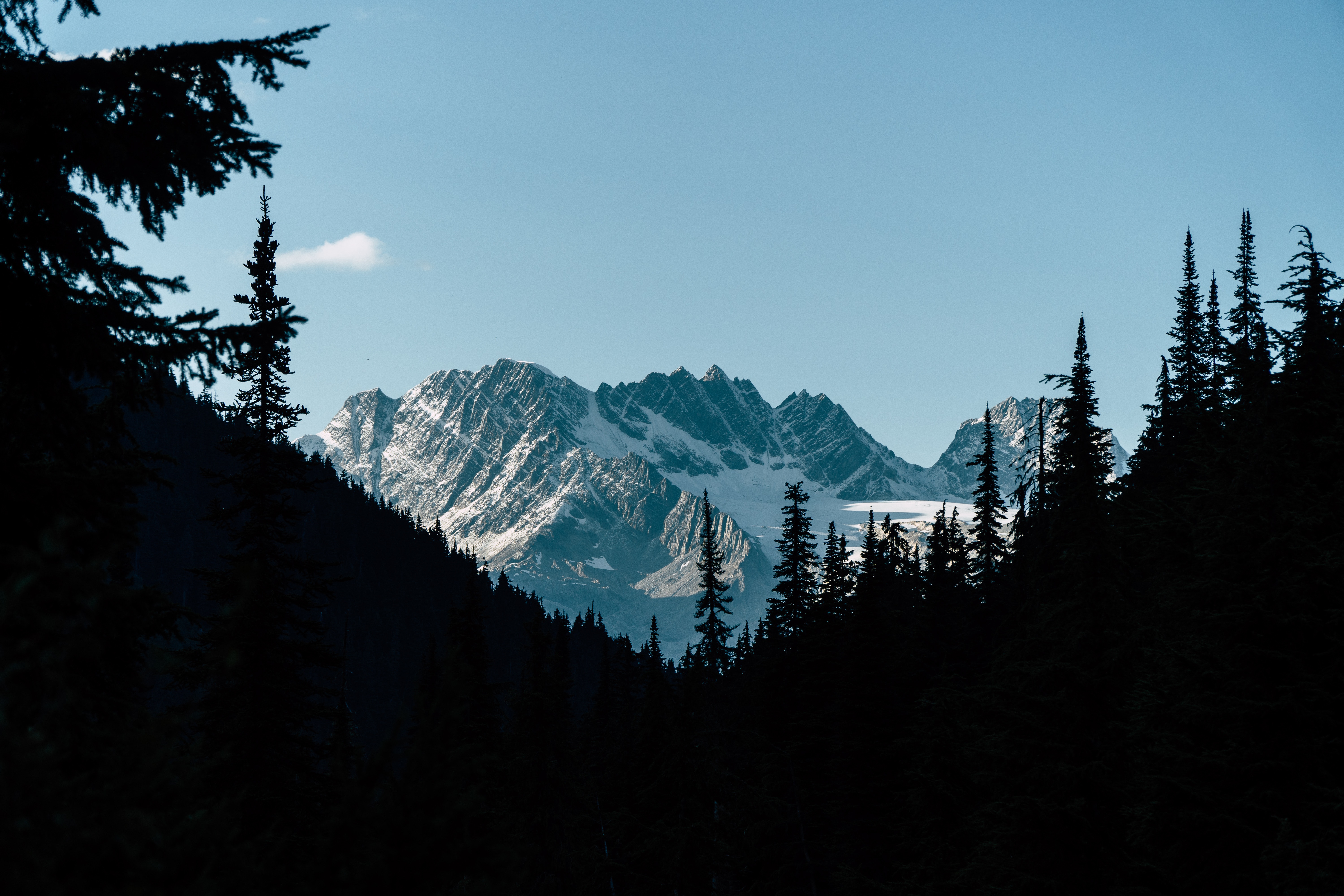 120220 Hintergrundbild herunterladen natur, mountains, dunkel, wald, schatten, kontrast - Bildschirmschoner und Bilder kostenlos