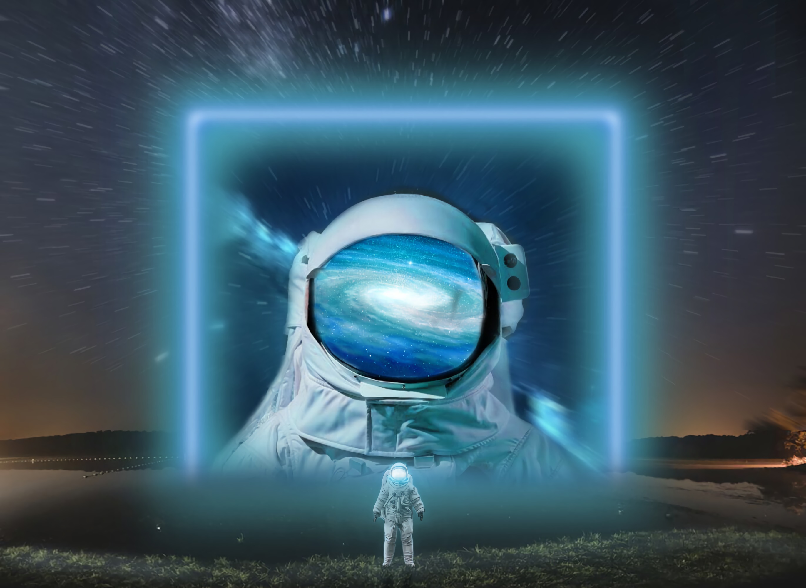 High Definition wallpaper universe, cosmonaut, space suit, milky way
