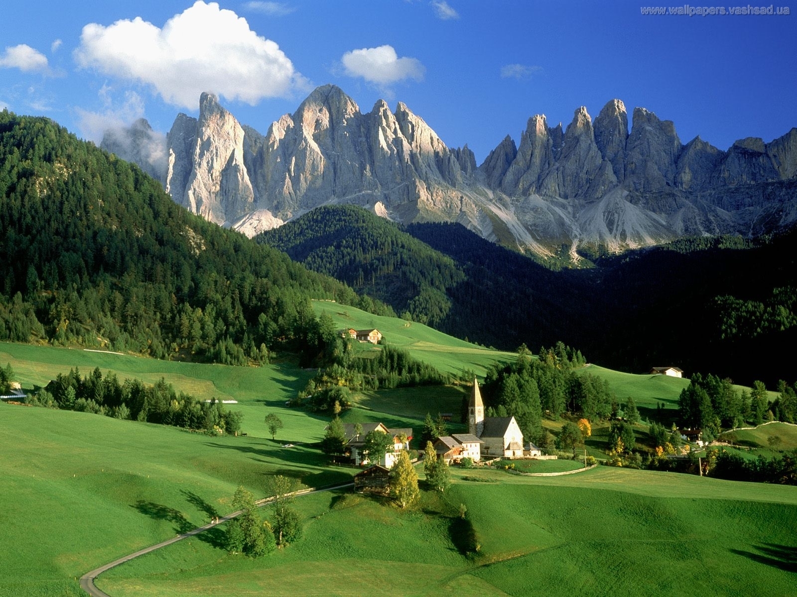 landscape, mountains, houses wallpapers for tablet