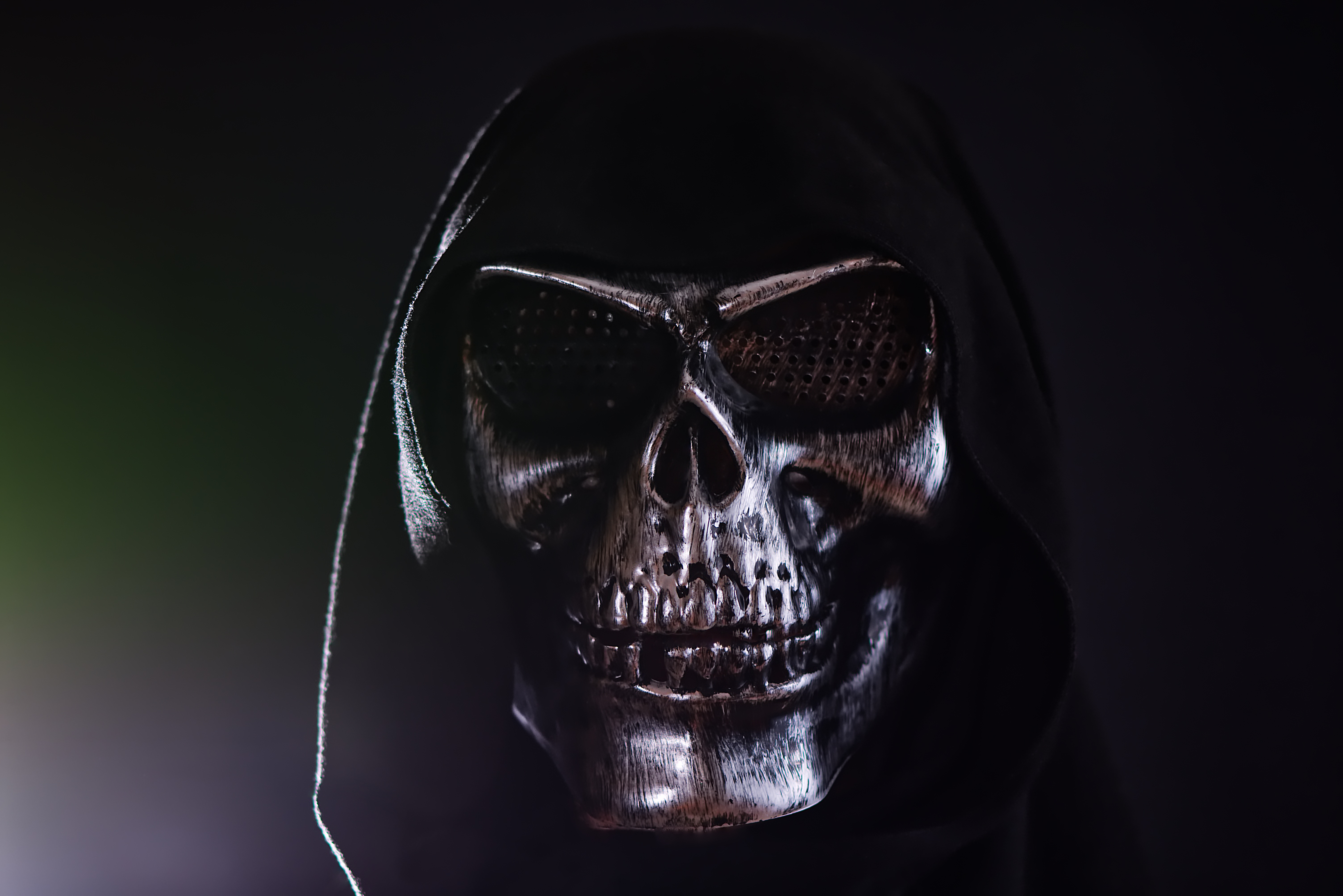 skull, hood, dark, miscellanea, miscellaneous, mask for android