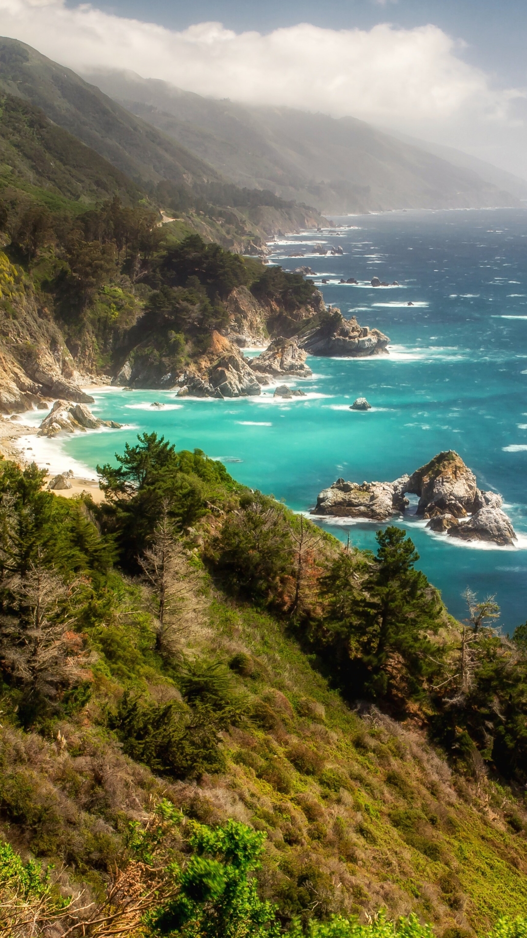 earth, coastline, seascape, horizon, california, big sur, haze, ocean download HD wallpaper