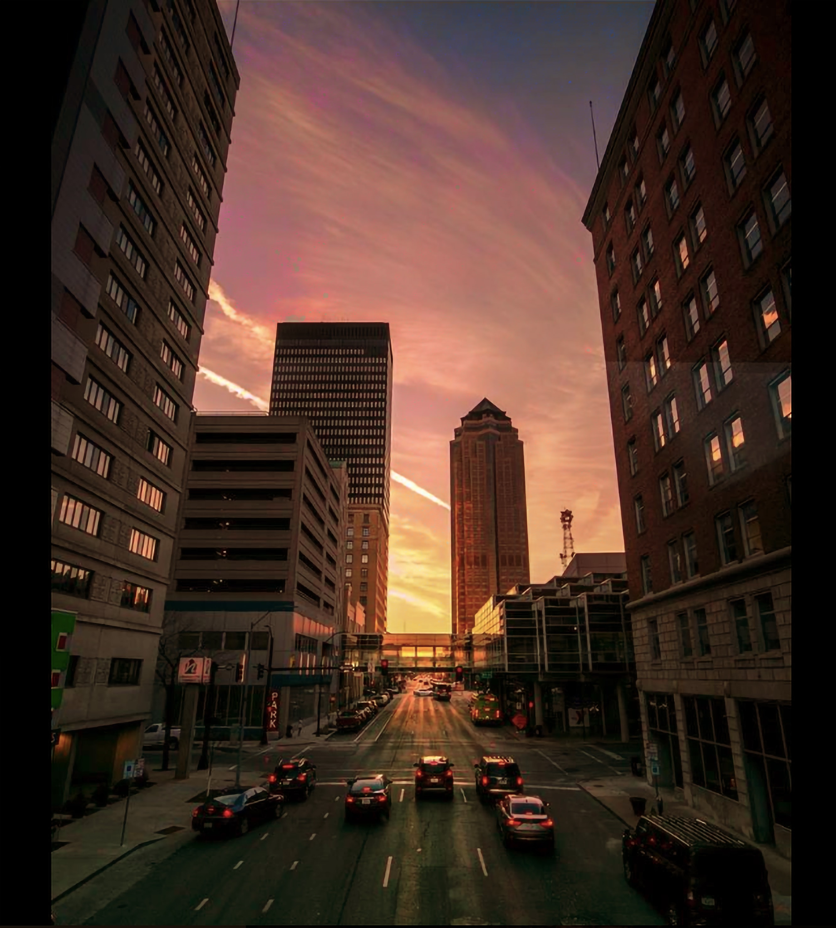 cities, auto, twilight, city, building, road, dusk HD wallpaper