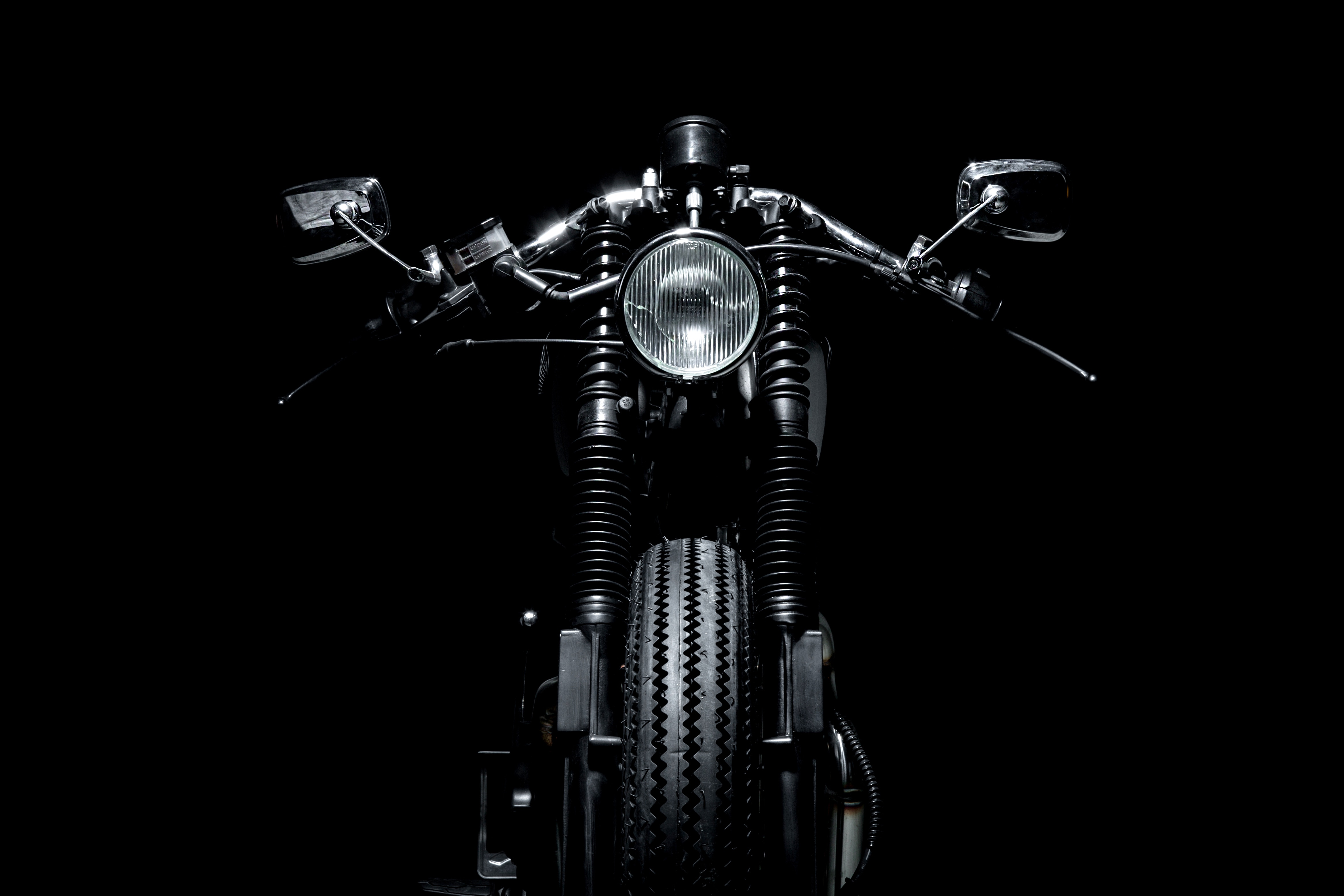 motorcycles, bw, chb, motorcycle, headlight, tire, tyre QHD