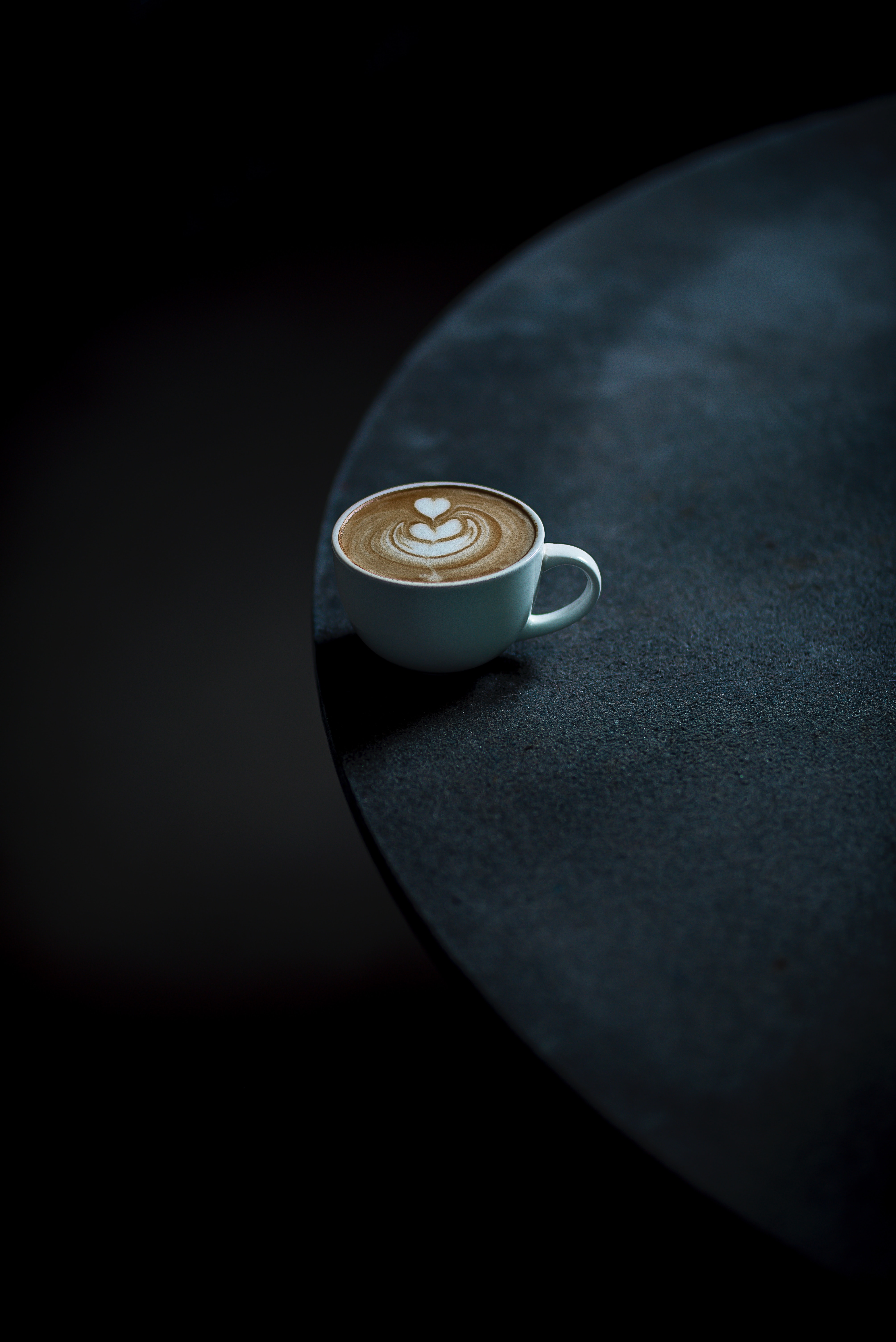 coffee, dark, minimalism, food, cup, table wallpaper for mobile