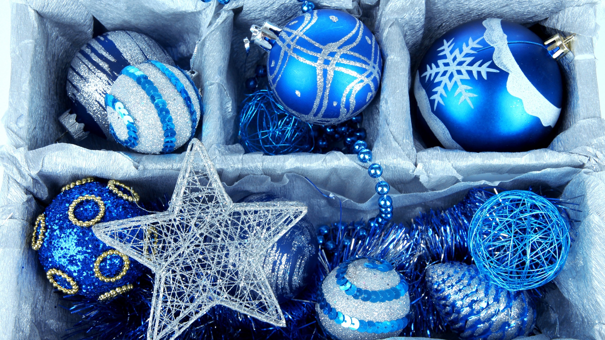 blue, christmas, holiday, christmas ornaments Panoramic Wallpapers