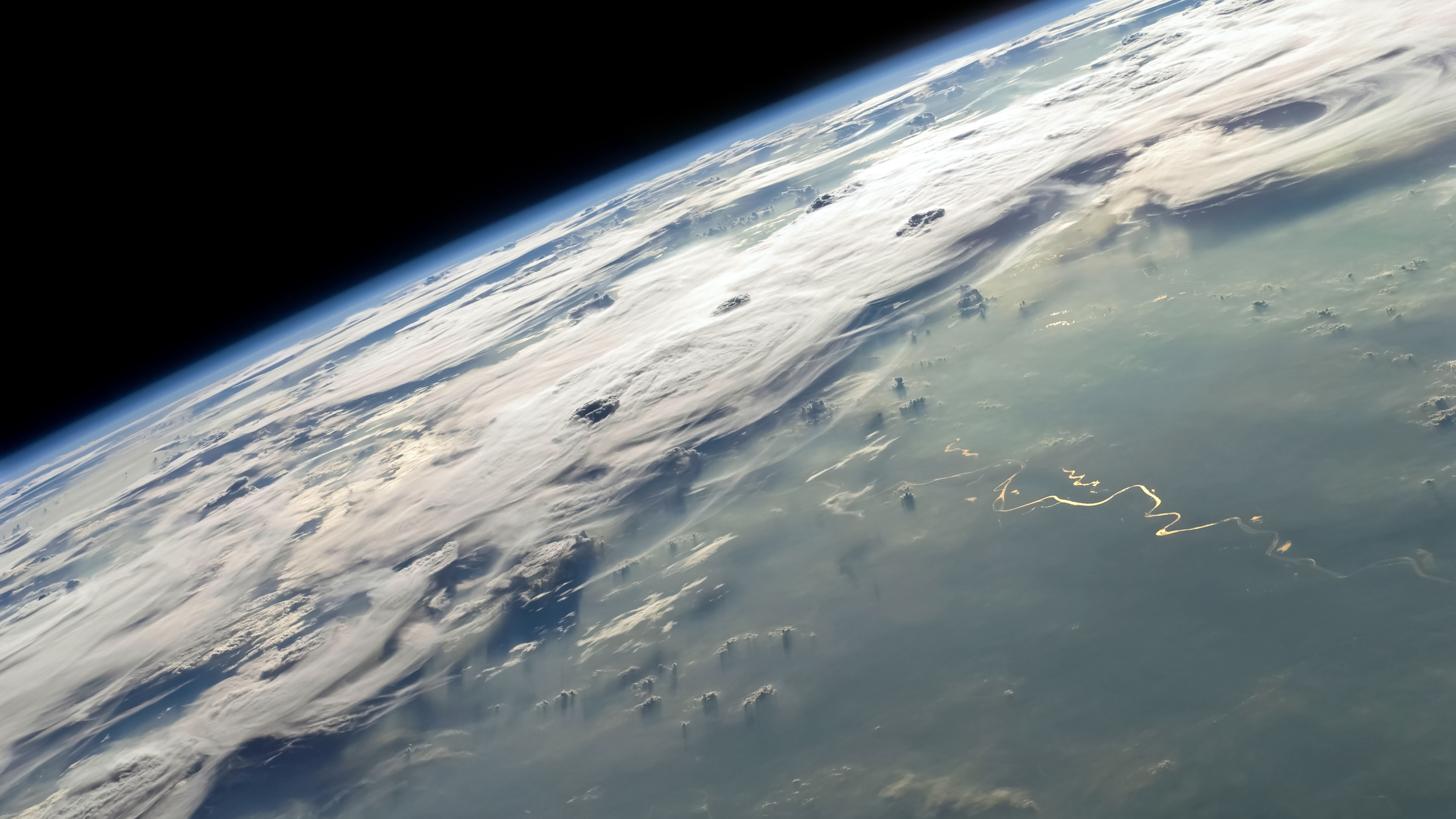 atmosphere, earth, from space, cloud, horizon, planet, space 5K