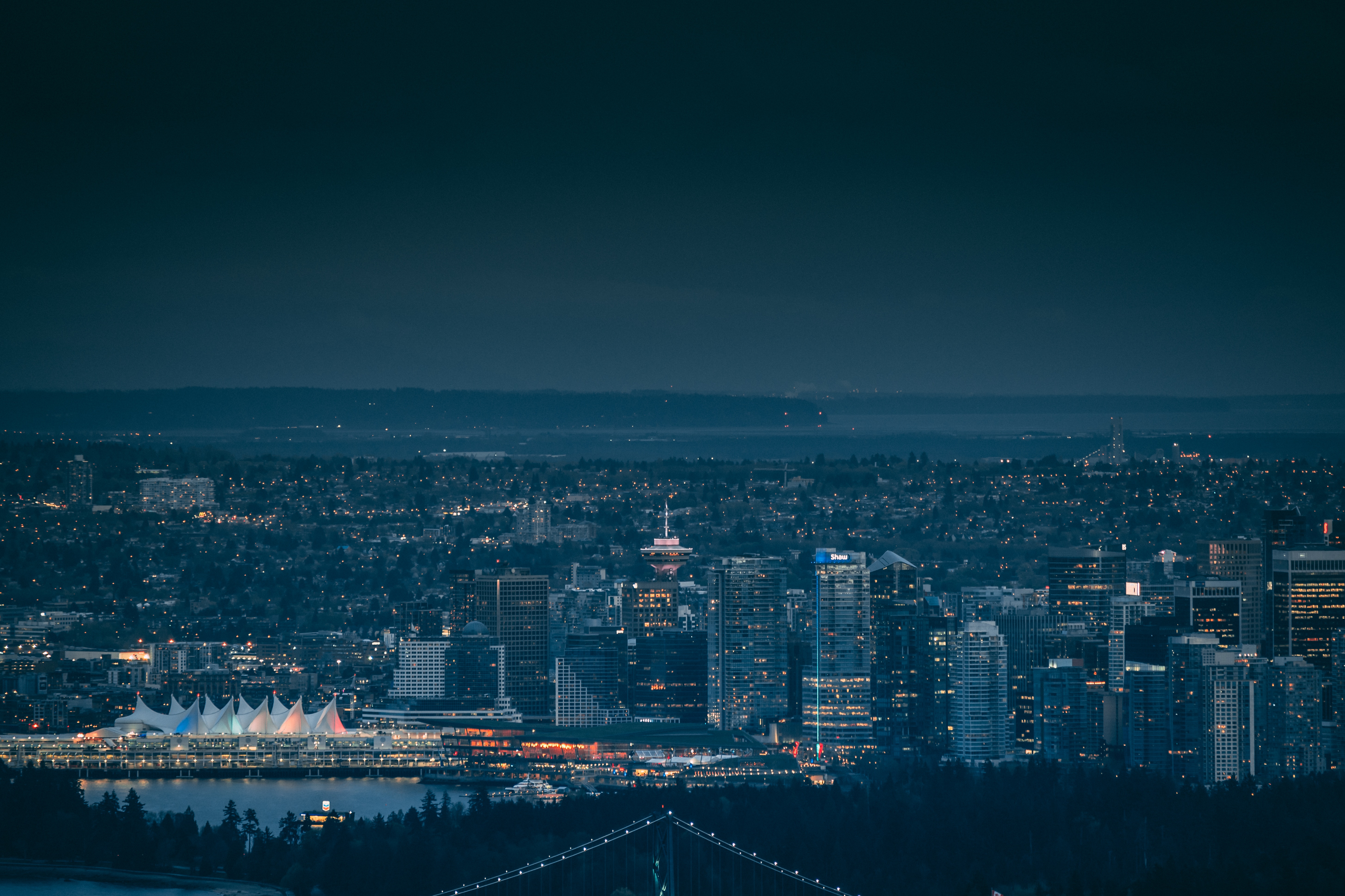 113018 download wallpaper cities, night, canada, city lights, darkness, megapolis, megalopolis, urban landscape, cityscape, vancouver screensavers and pictures for free