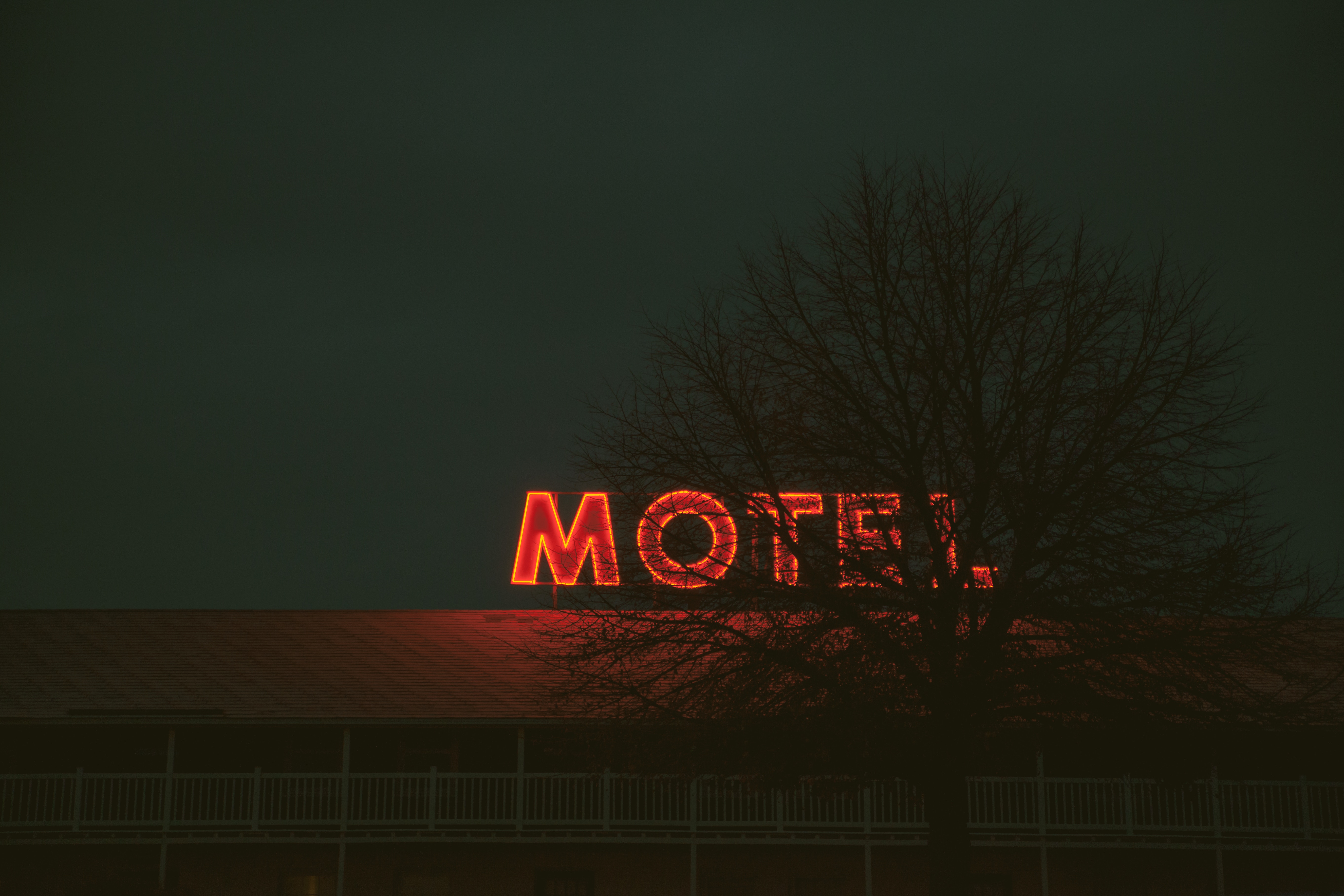 sign, night, words, backlight, illumination, inscription, signboard, motel