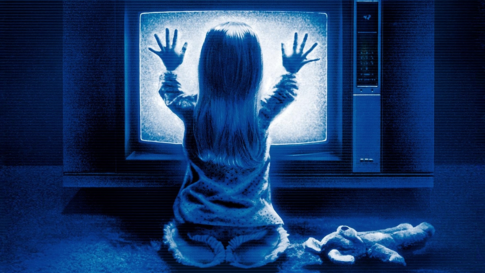 creepy, horror, movie, poltergeist (1982), blue, halloween, little girl, poltergeist, scary, spooky, teddy bear