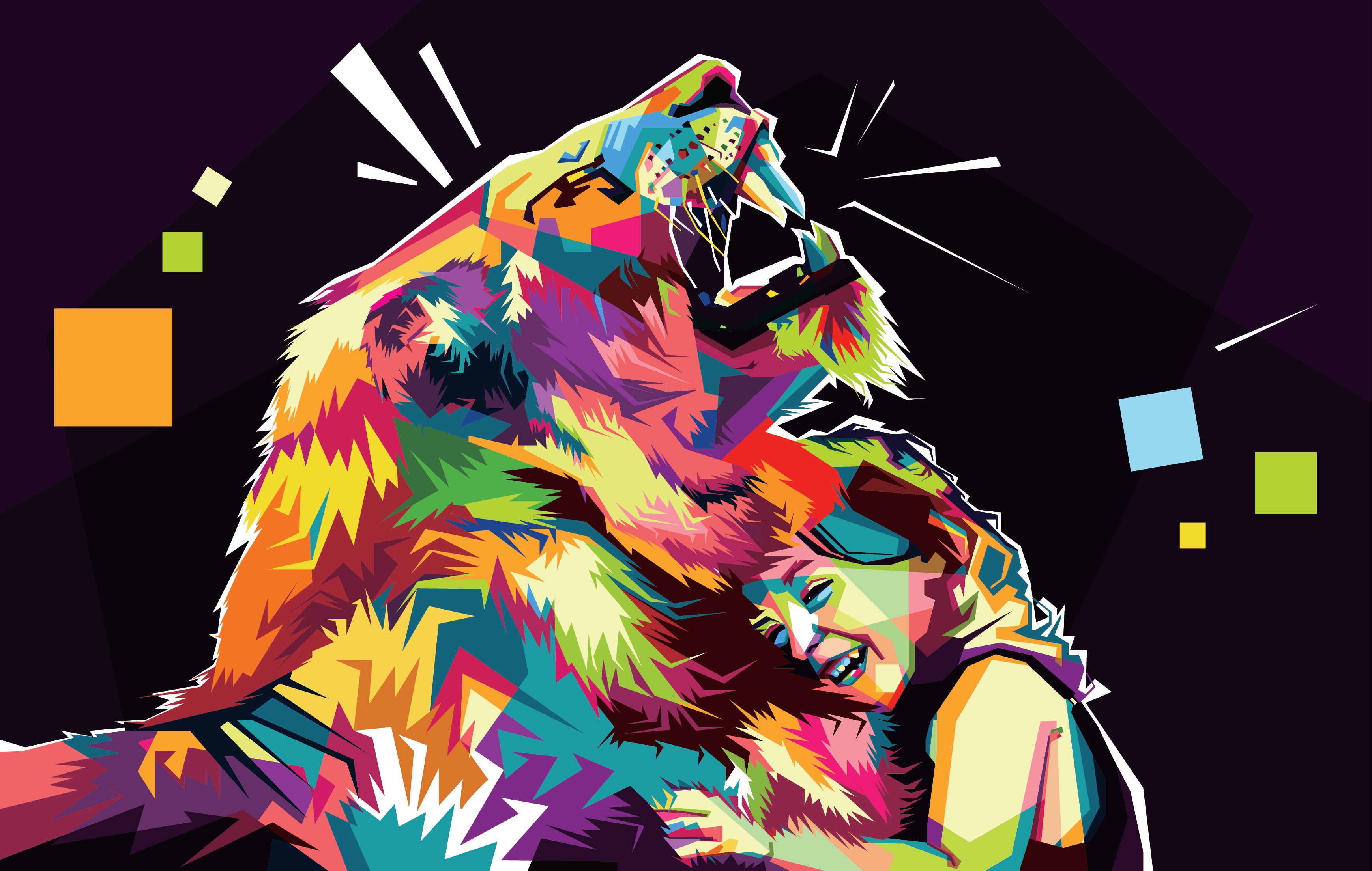 vector, child, smile, lion Ultrawide Wallpapers