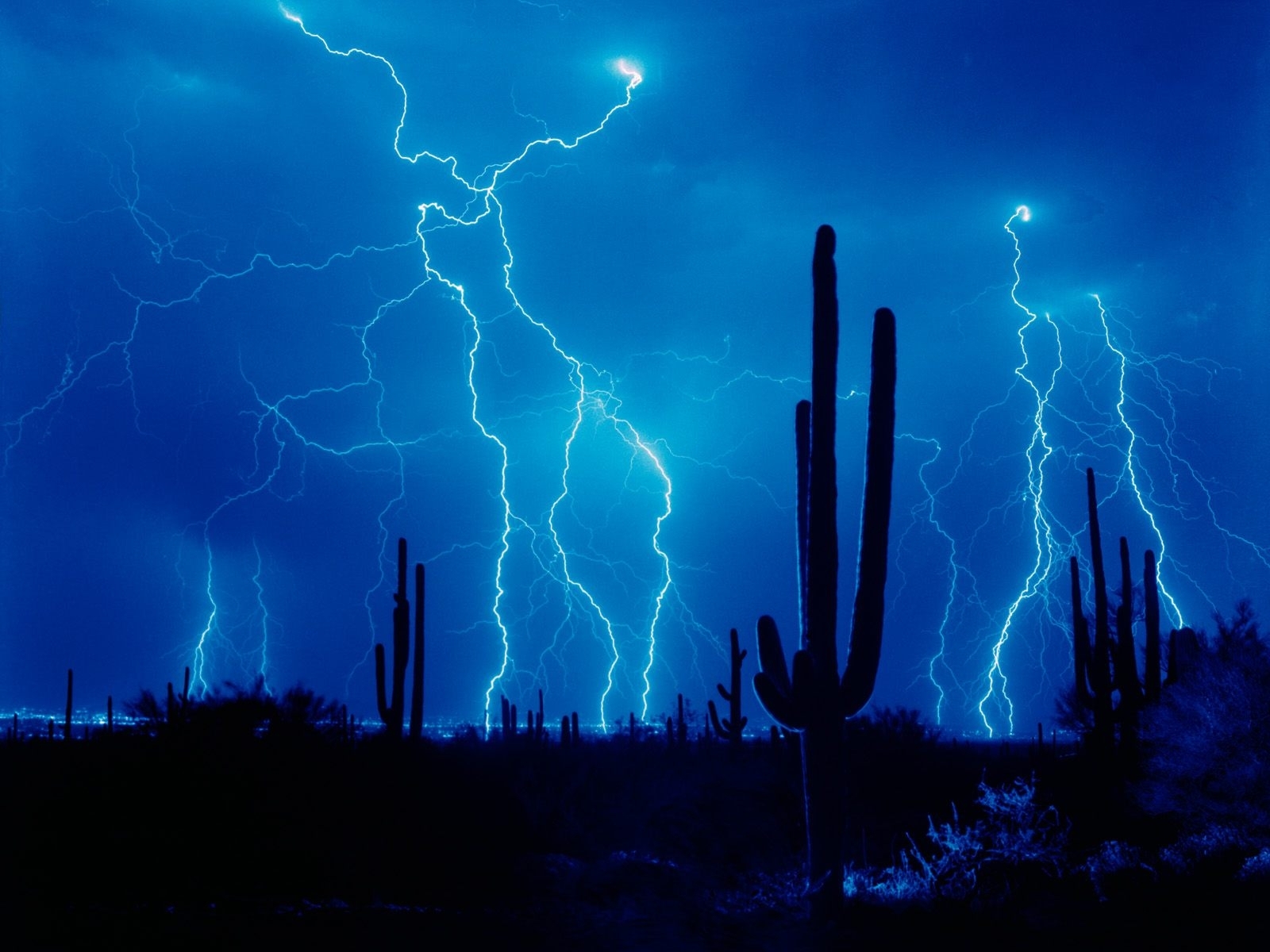 lightning, night, landscape, sky, blue Free Stock Photo