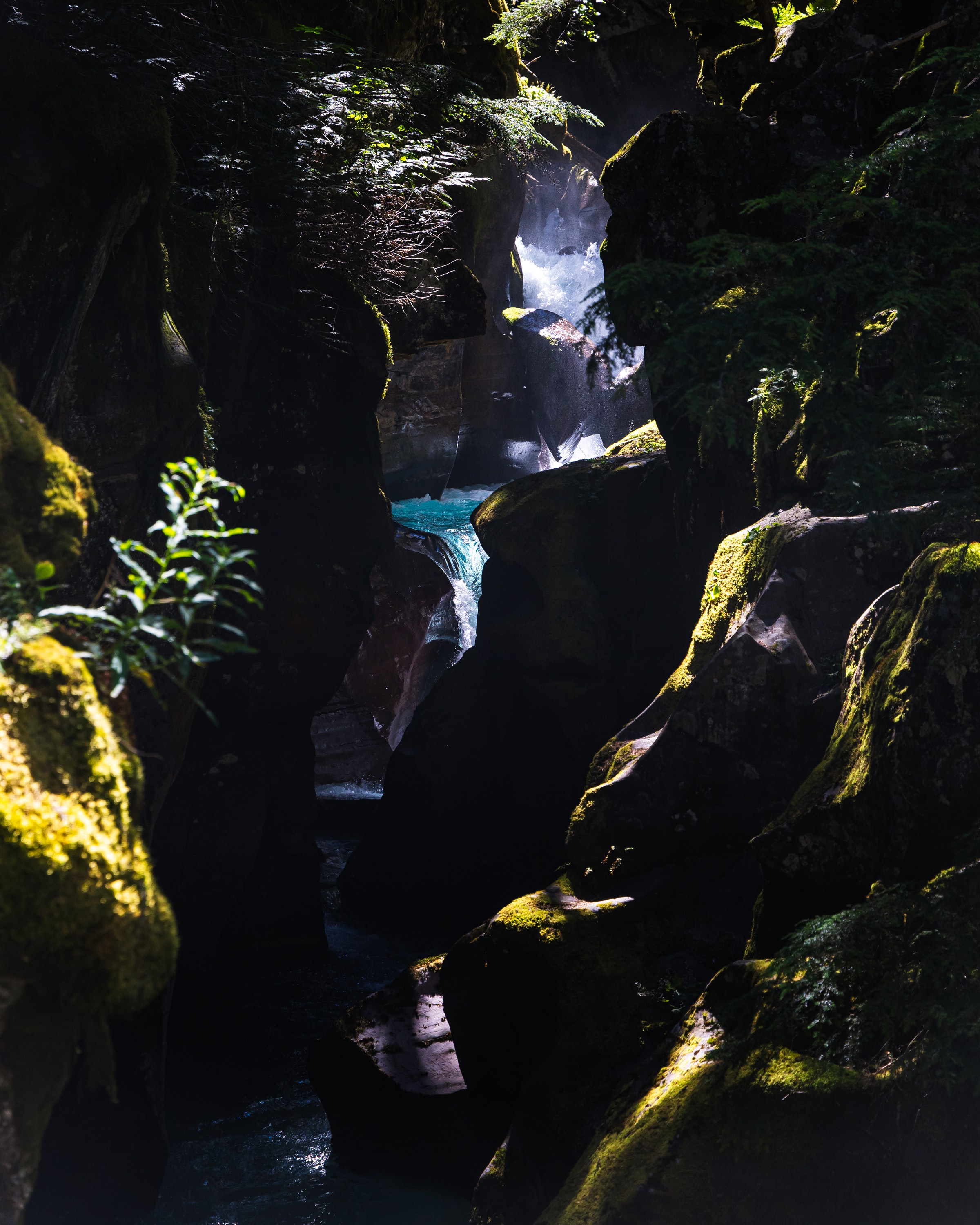 Phone Background waterfall, rocks, water, nature