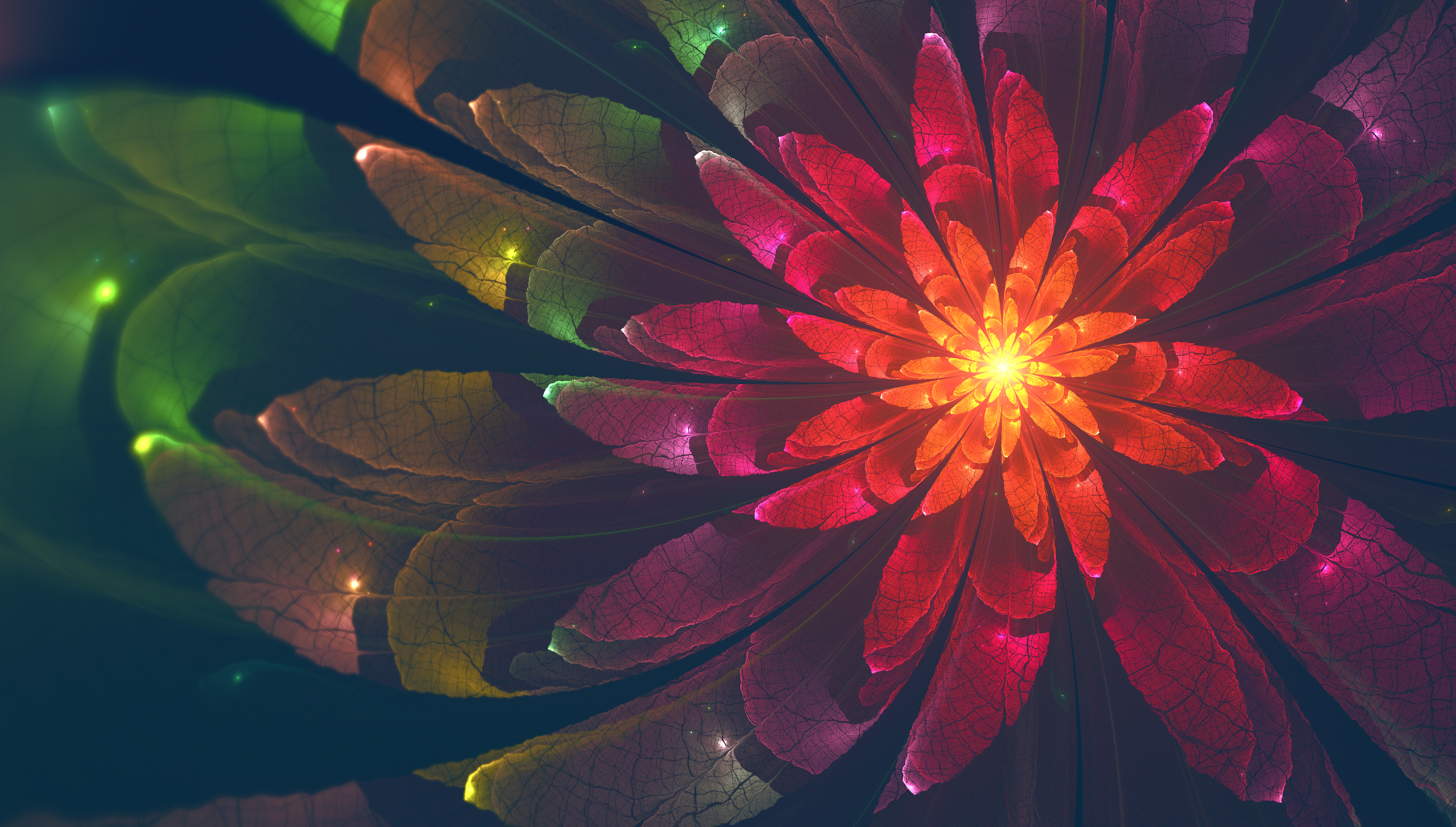 abstract, flower, multicolored, motley, fractal, glow