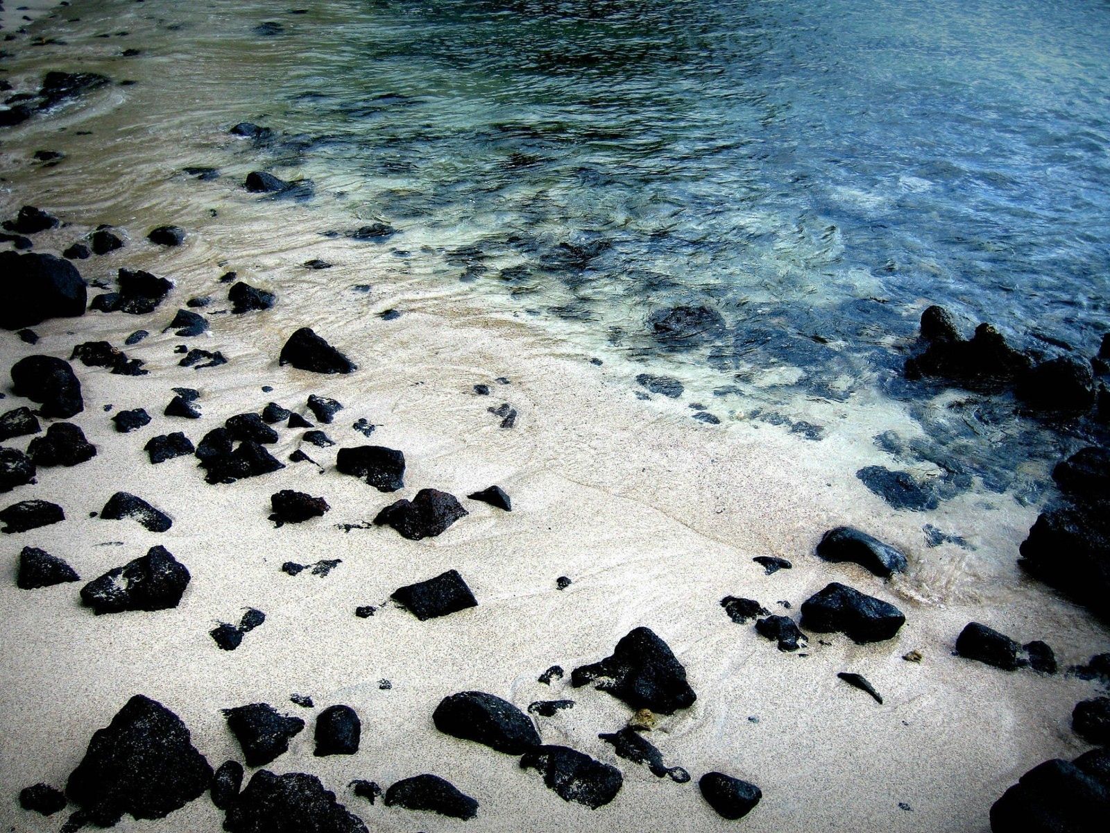 nature, water, stones, sand, black, shore, bank 32K