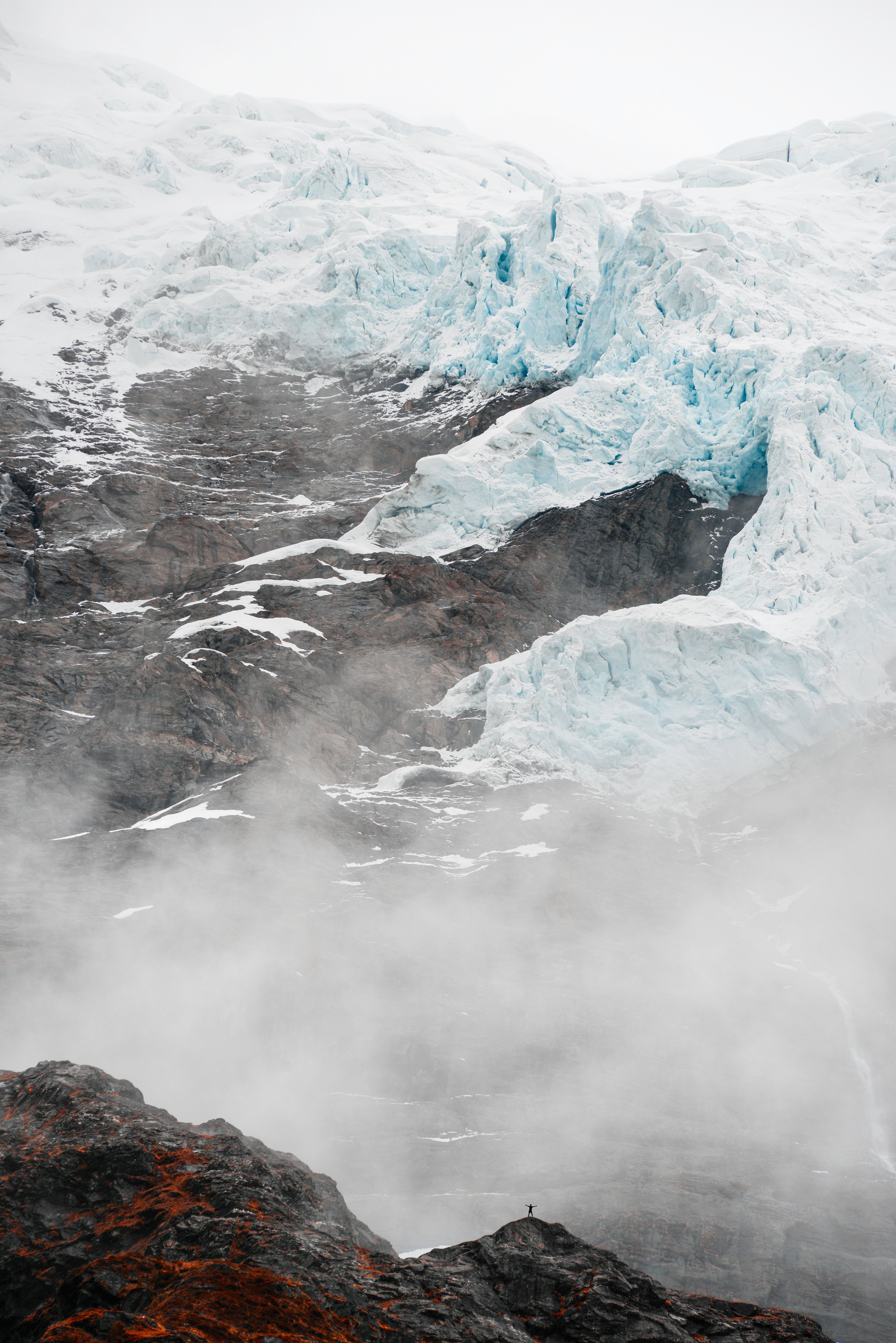 63211 Hintergrundbild herunterladen landschaft, natur, berg, nebel, gletscher - Bildschirmschoner und Bilder kostenlos