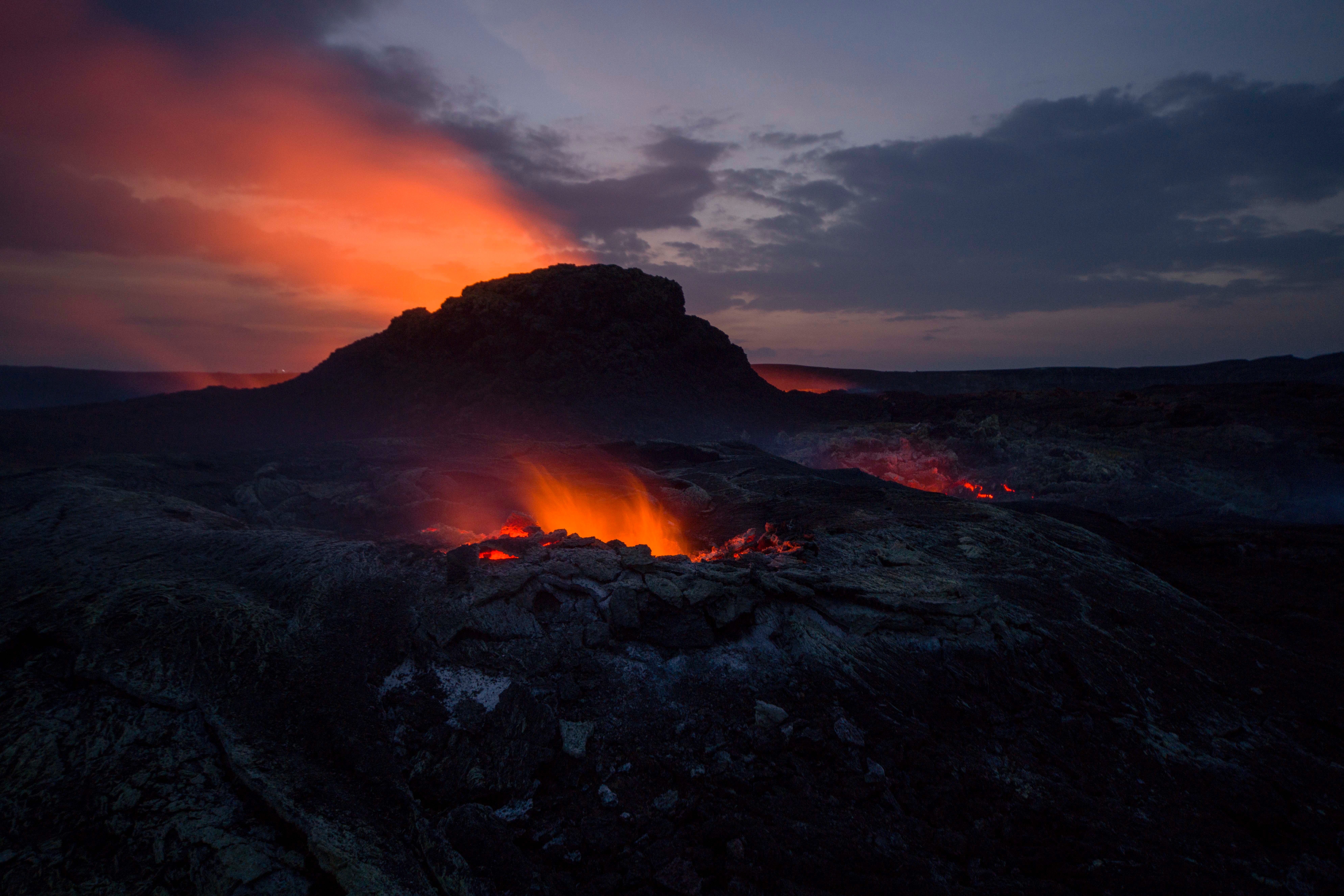 magma, volcano, nature, fire, hot, crater