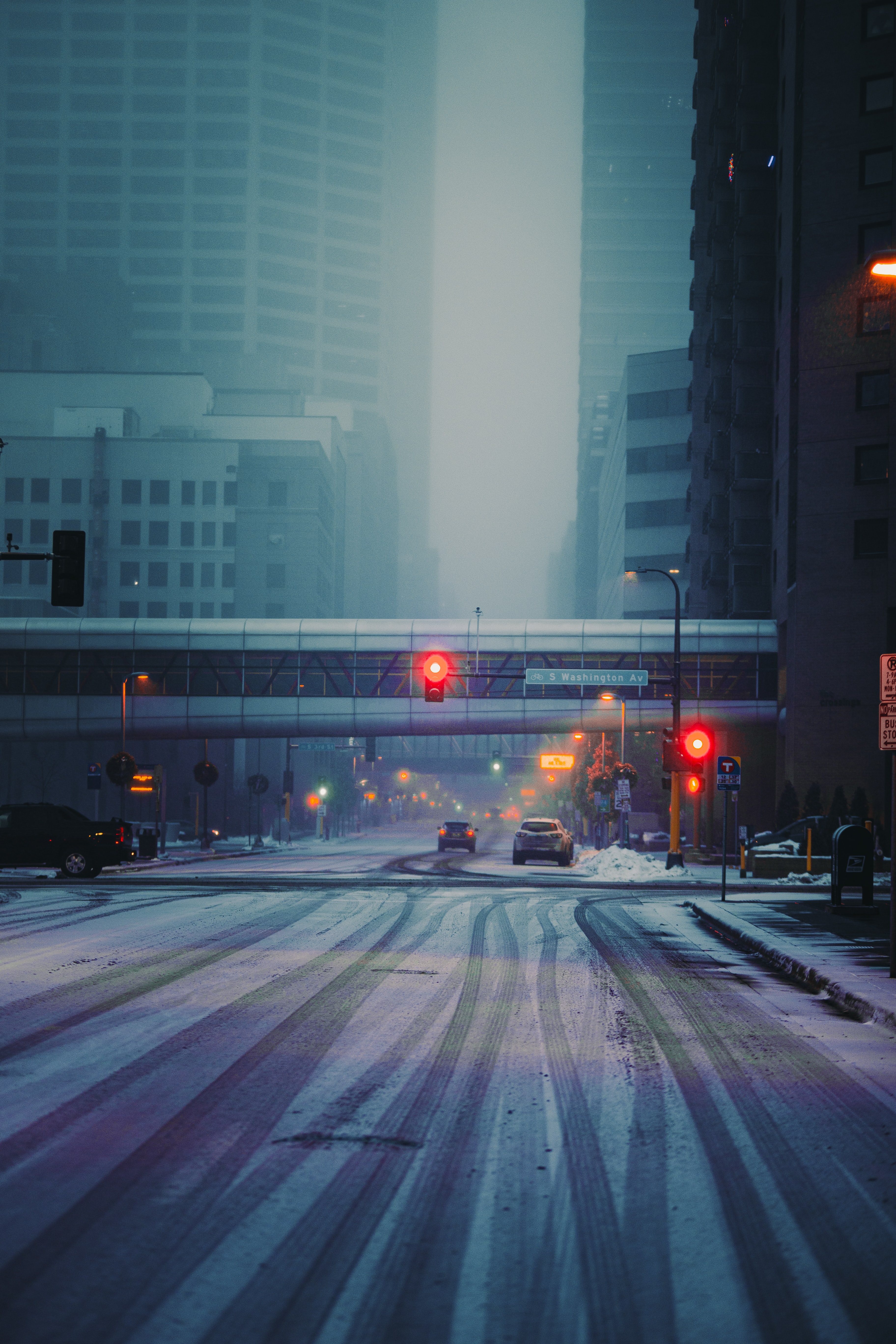 snow, cities, cars, city, building, street wallpapers for tablet