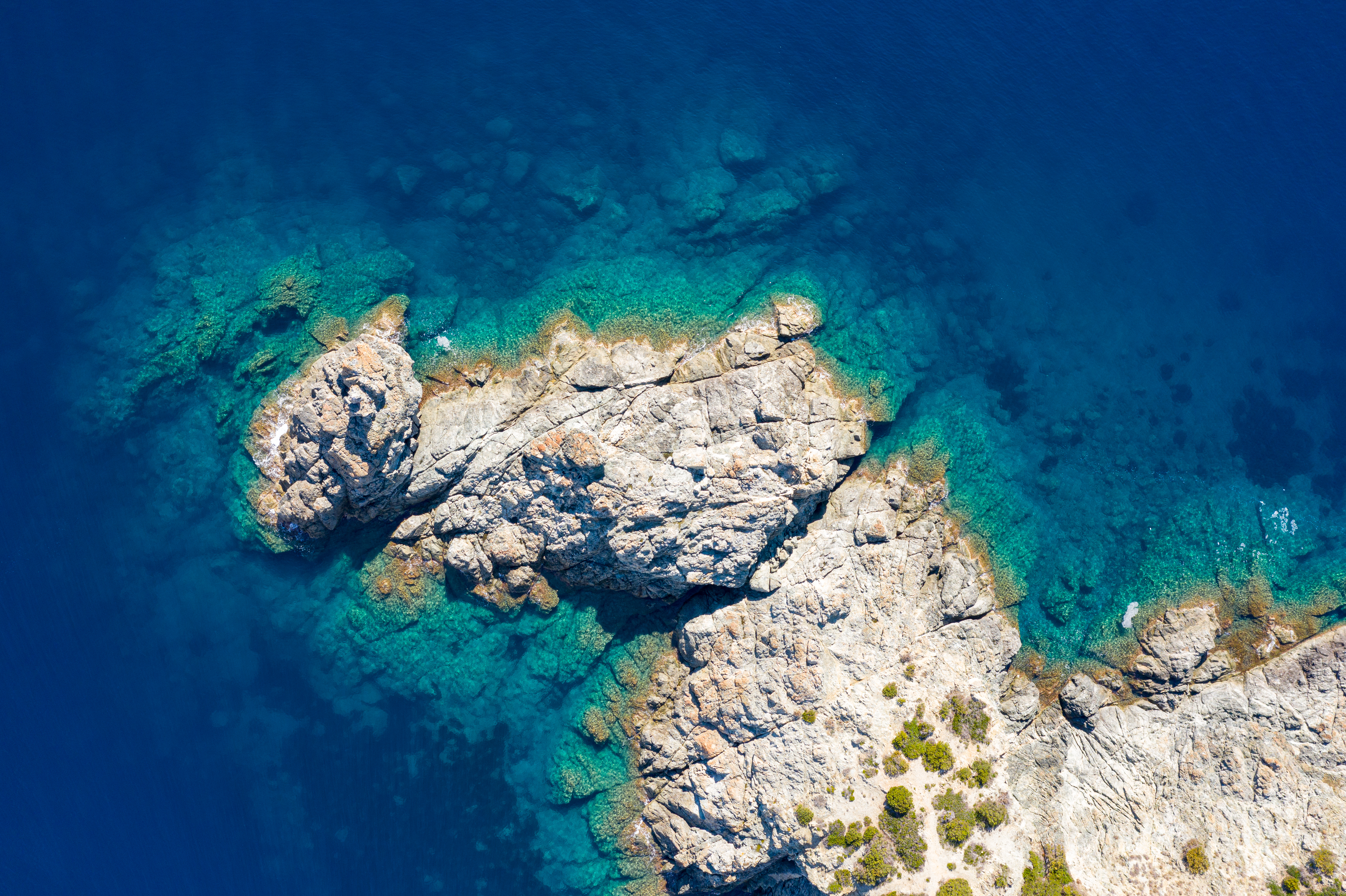 Phone Background Full HD sea, water, rocks, view from above