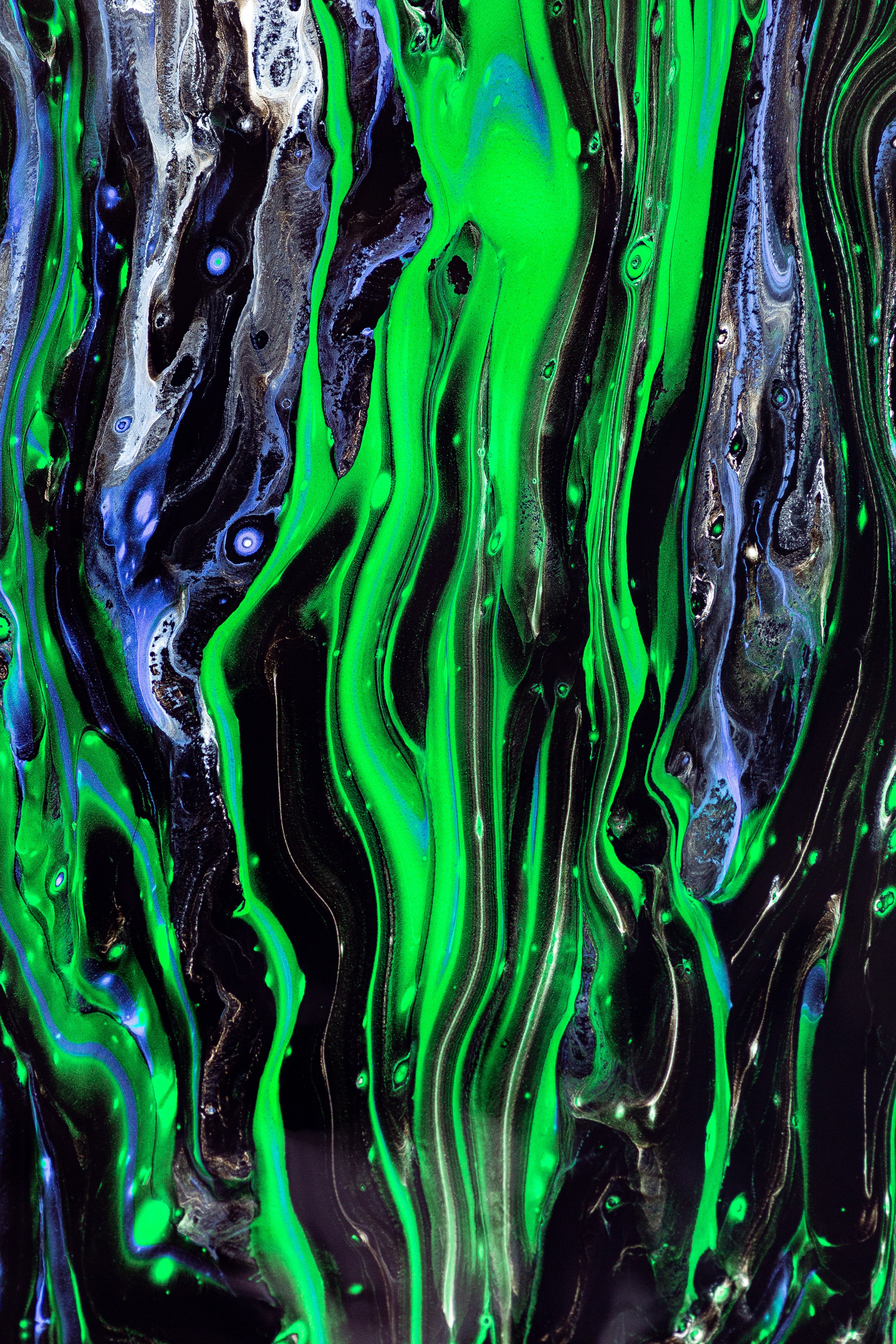 paint, abstract, waves, green, divorces, liquid 2160p