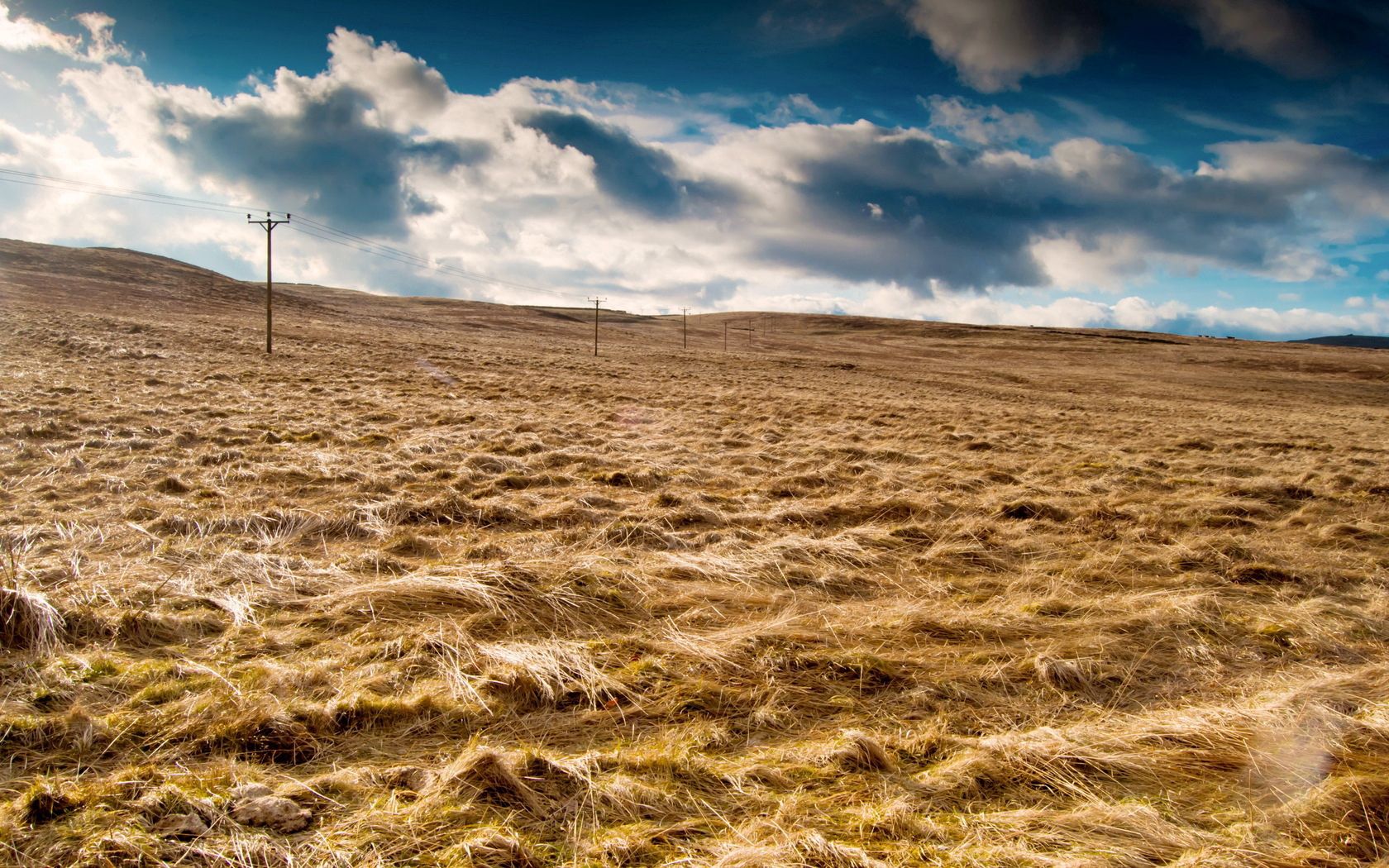 agriculture, wires, hay, nature Pillars HD Android Wallpapers