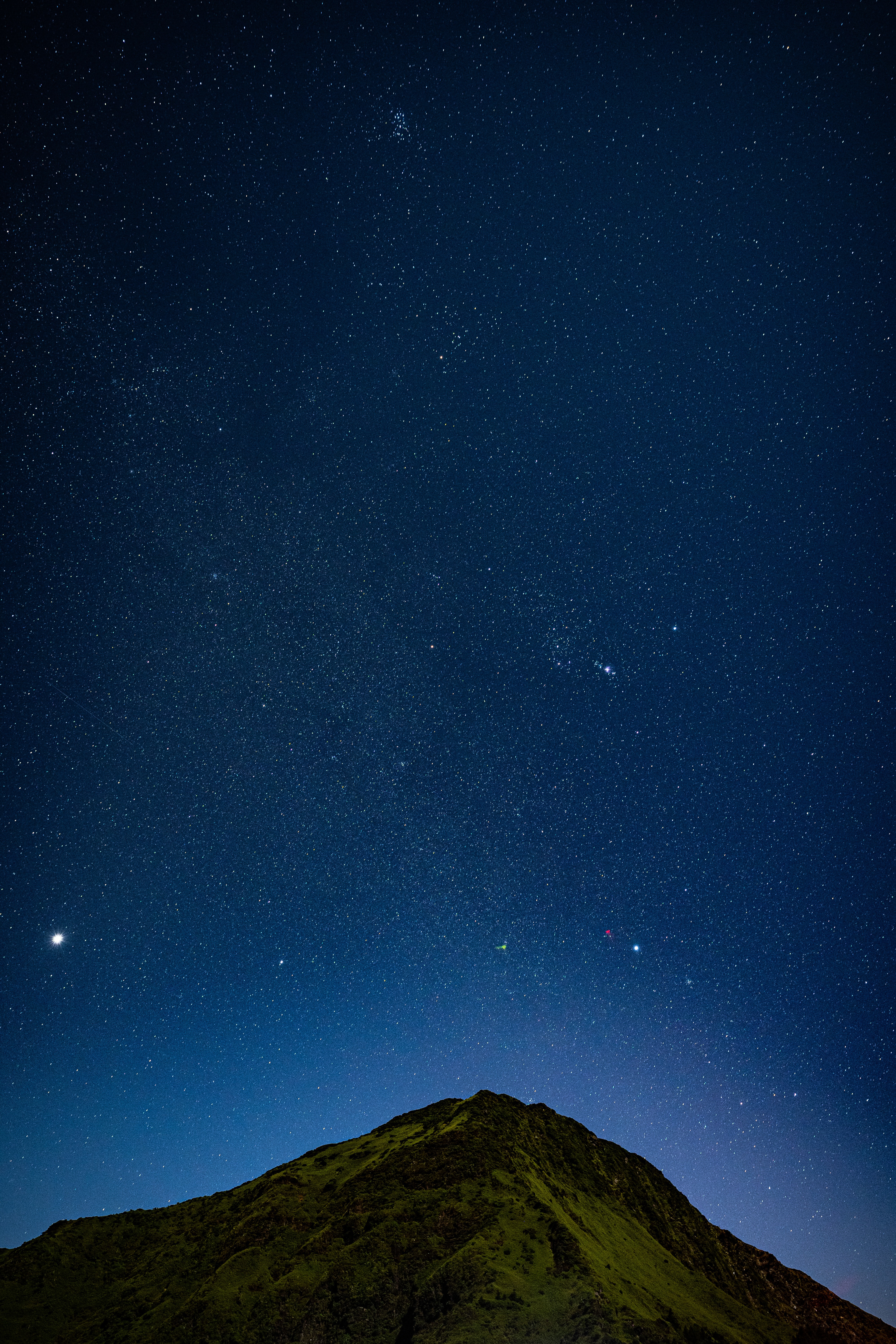 Mobile HD Wallpaper Hill nature, starry sky, relief, stars