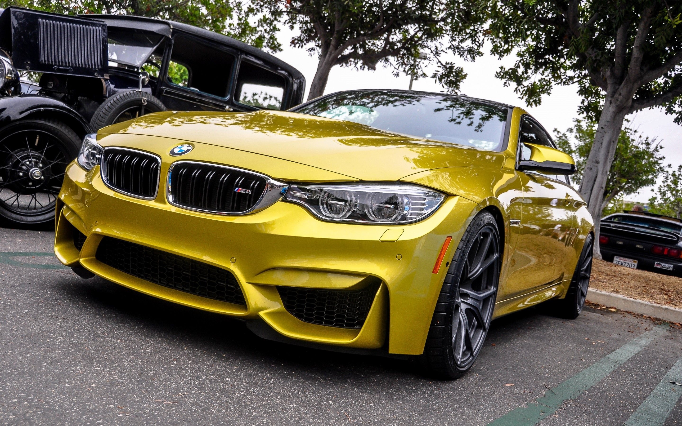 bmw, cars, yellow, front bumper, m4, f82 phone background