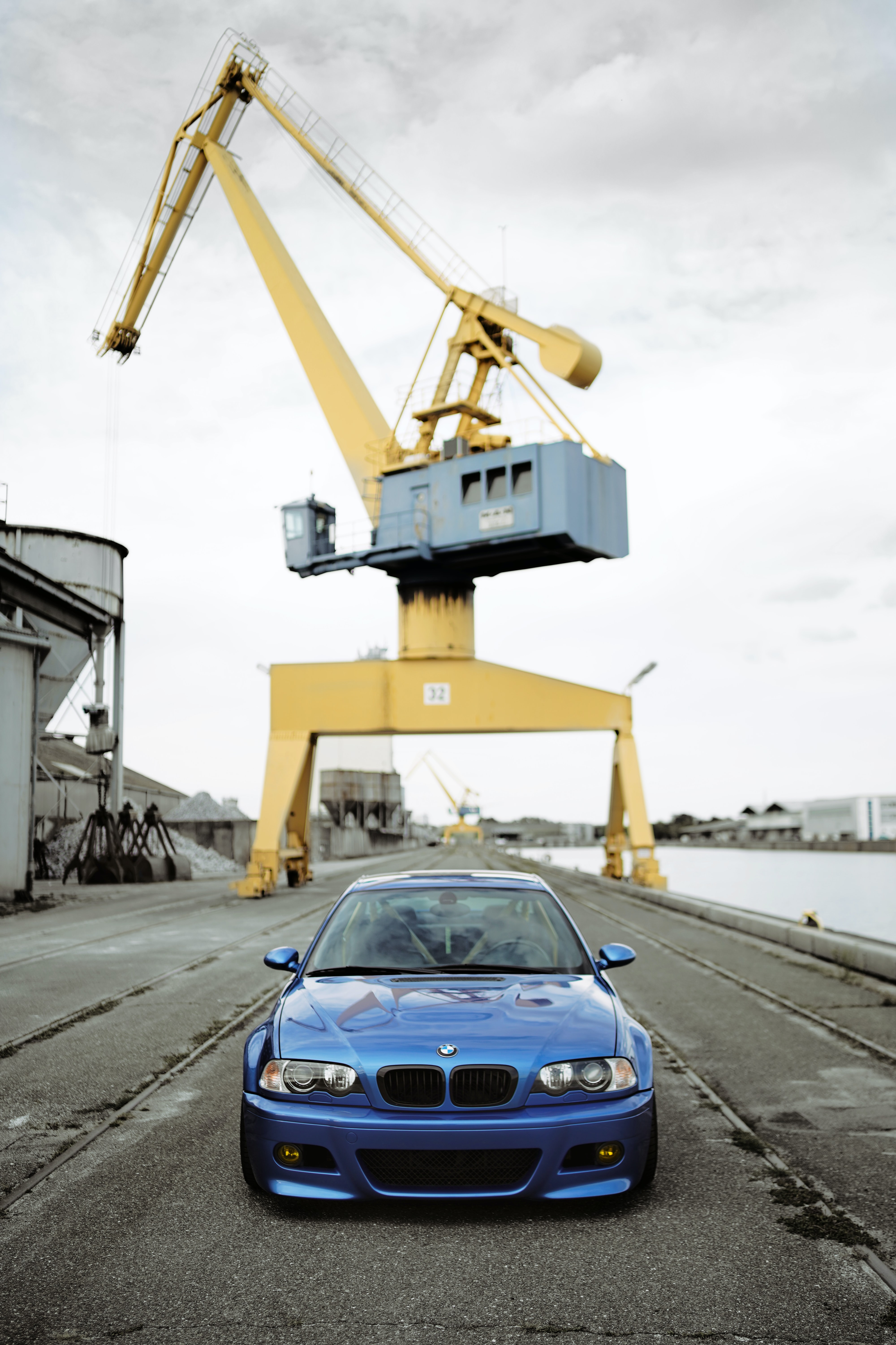 bmw, front view, cars, blue, road, car Free Stock Photo