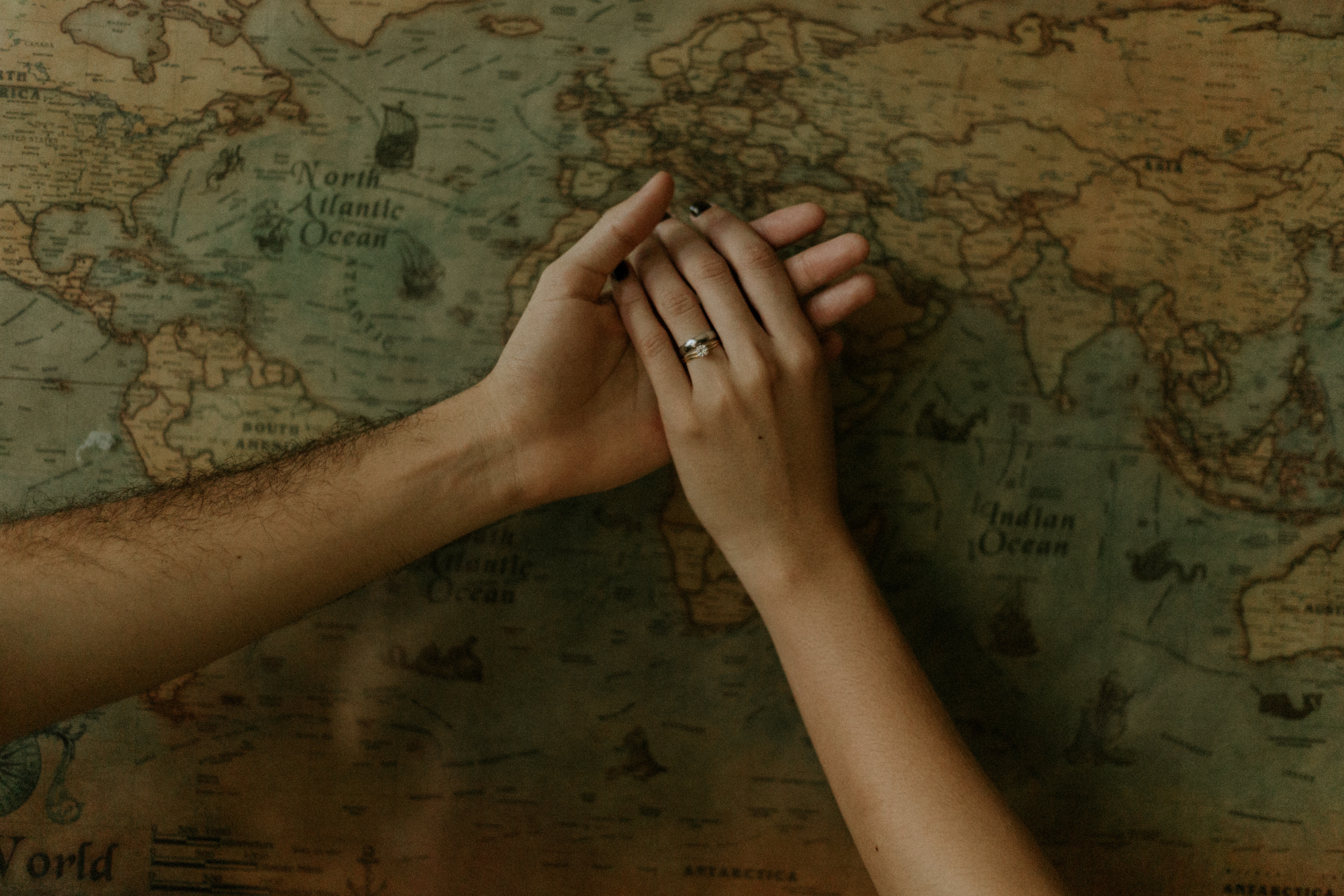 tenderness, hands, touching, map Horizontal Wallpapers