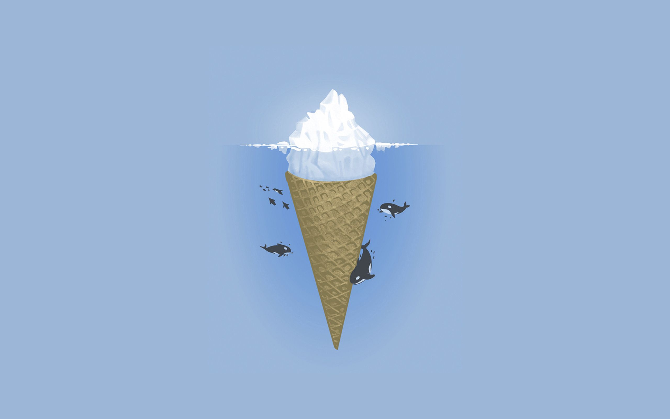minimalism, iceberg, ocean, killer whales Hd 1080p Mobile