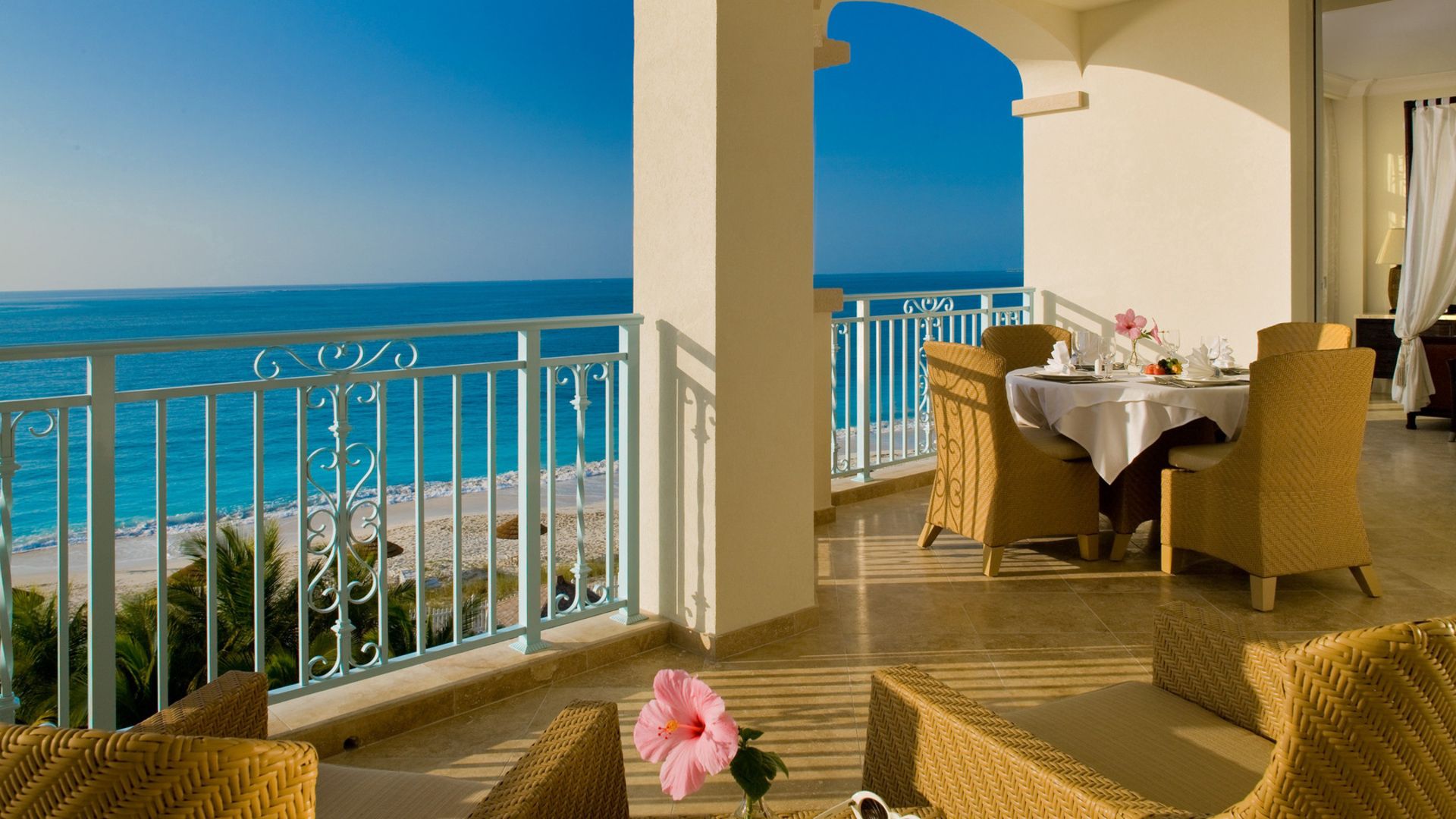 Free HD balcony, sea, beach, horizon, miscellanea, miscellaneous, relaxation, rest, view, terrace