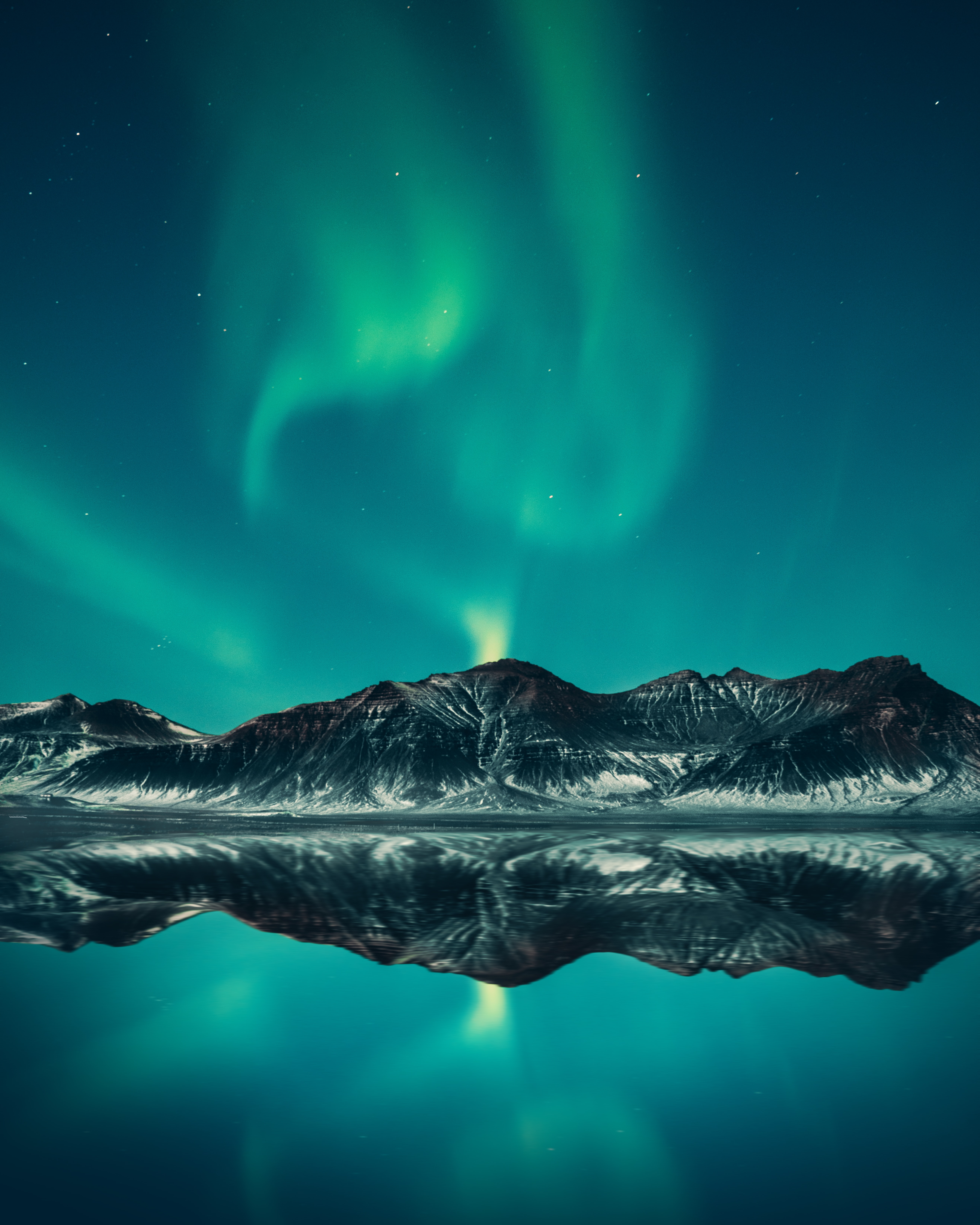 northern lights, aurora borealis, landscape, nature, mountains, night, lake 4K Ultra
