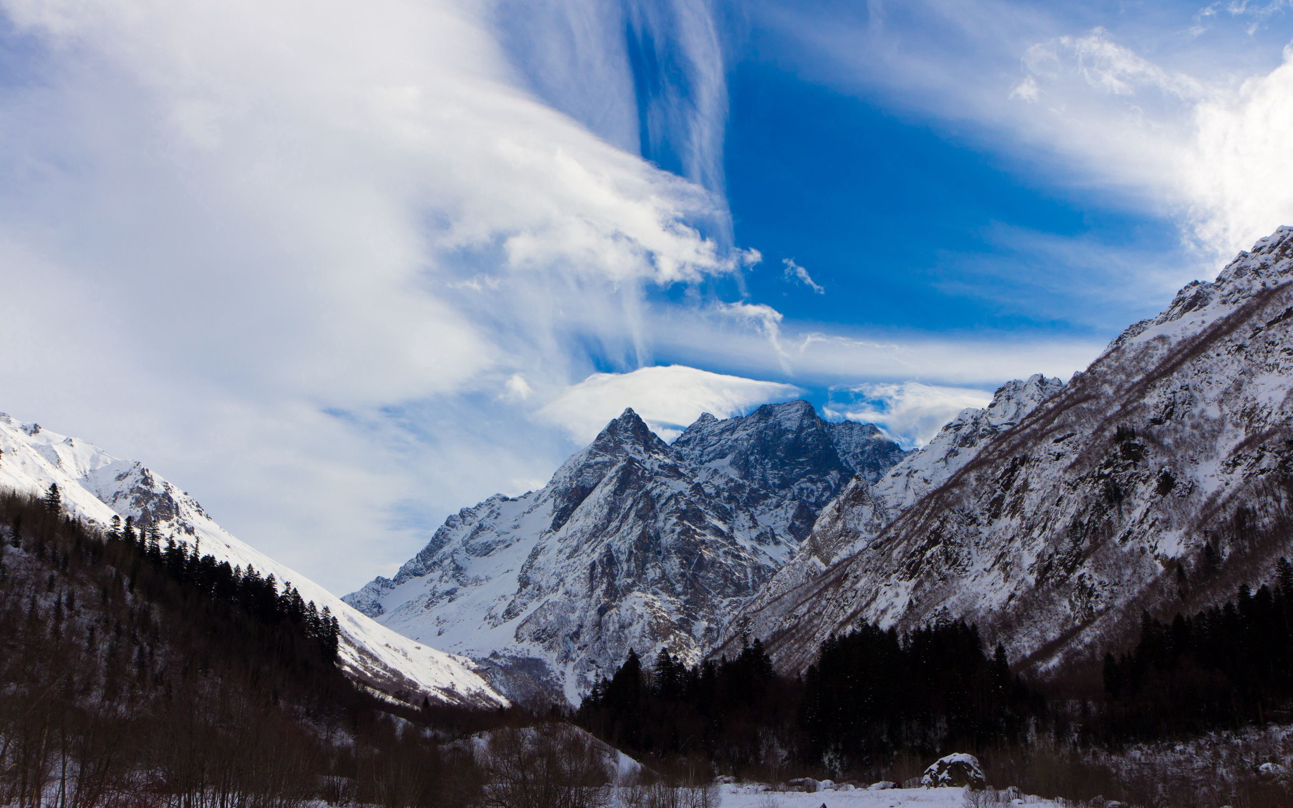 sky, mountains, snow covered, grandeur Vertical Wallpapers