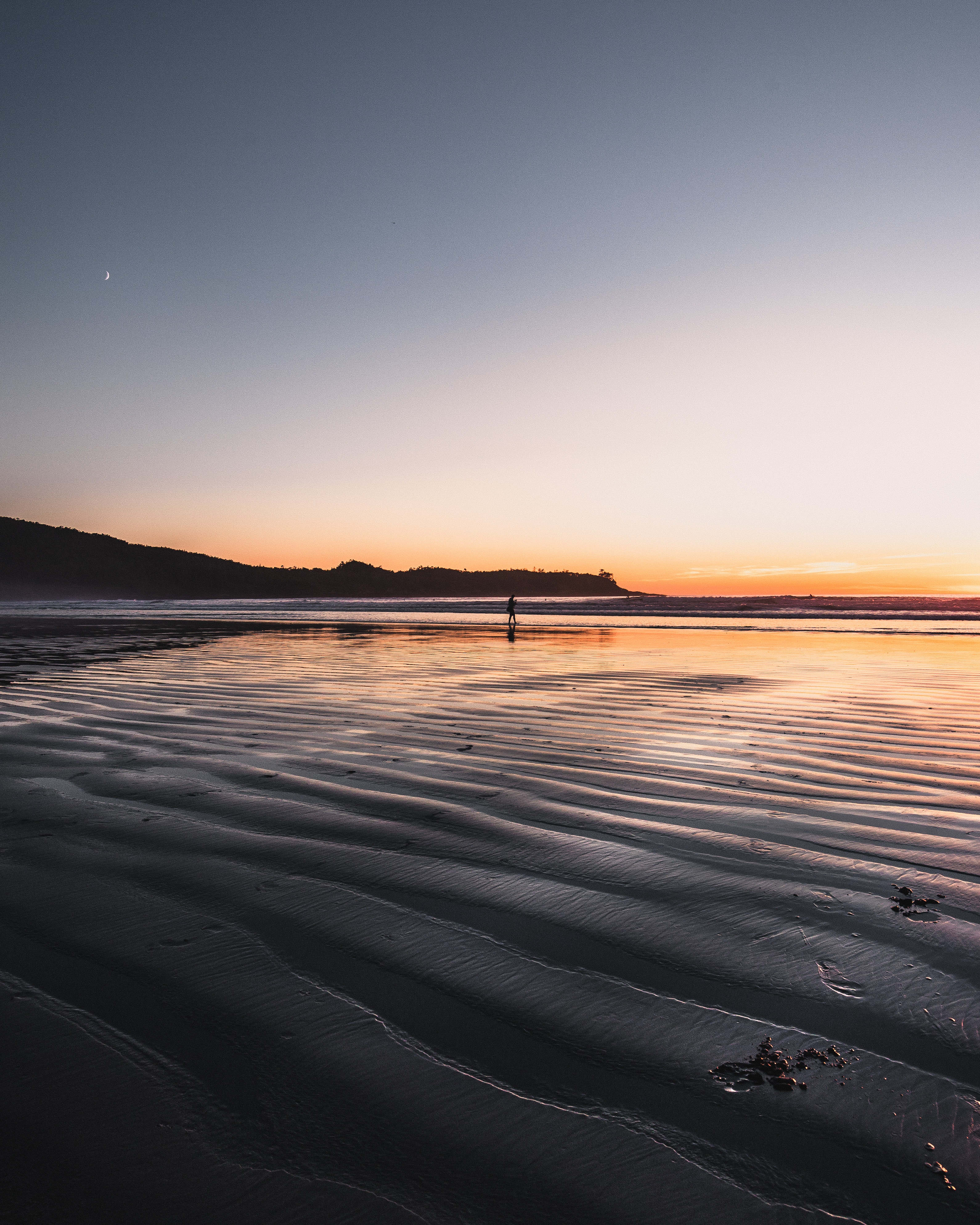 silhouette, nature, sunset, horizon, shore, bank, ocean Smartphone Background