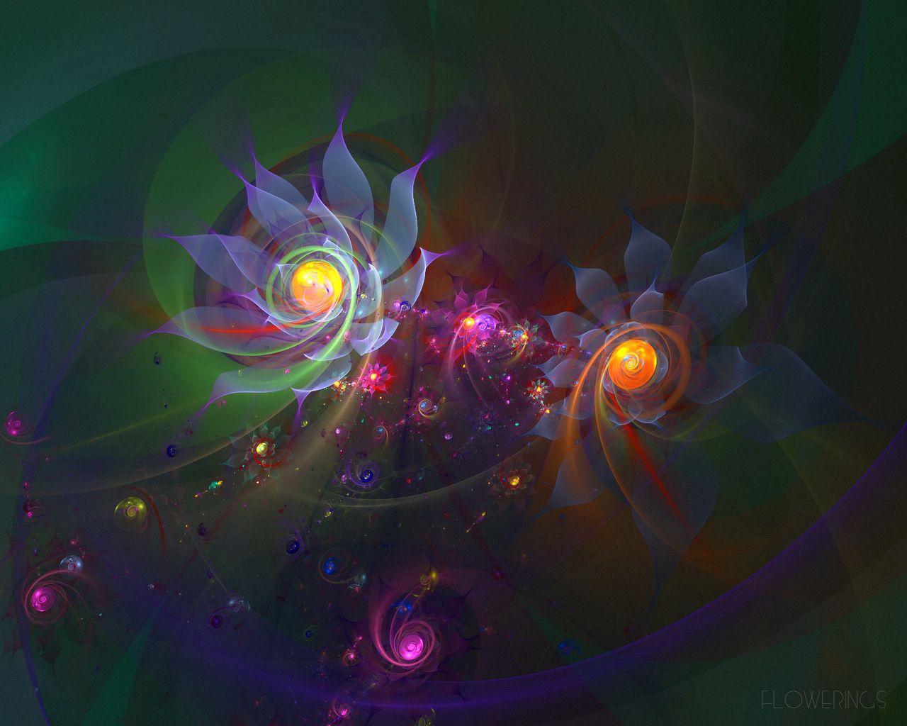 Cool HD Wallpaper fractal, abstract, lines, flowers