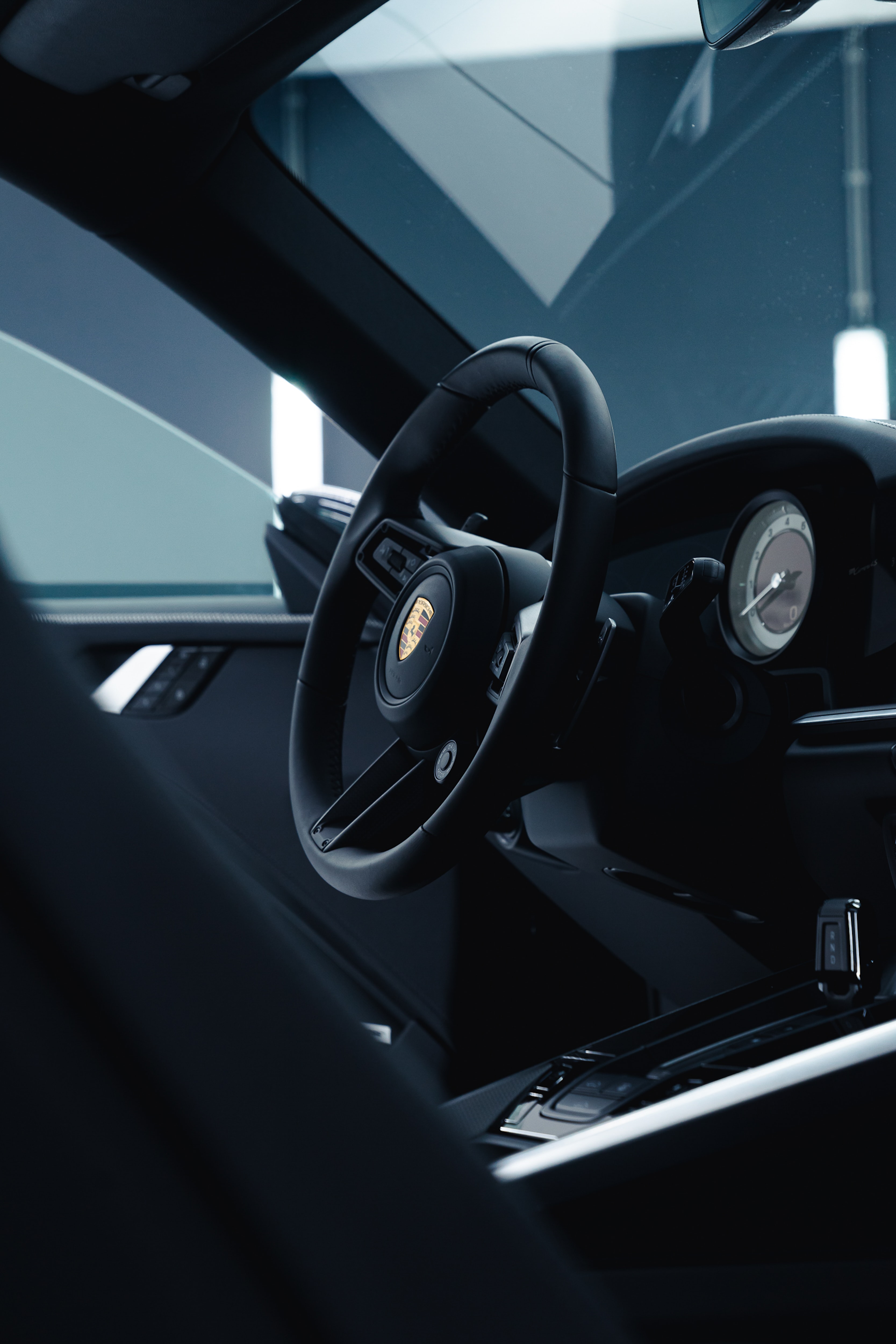 Salon steering wheel, rudder, porsche, car 8k Backgrounds