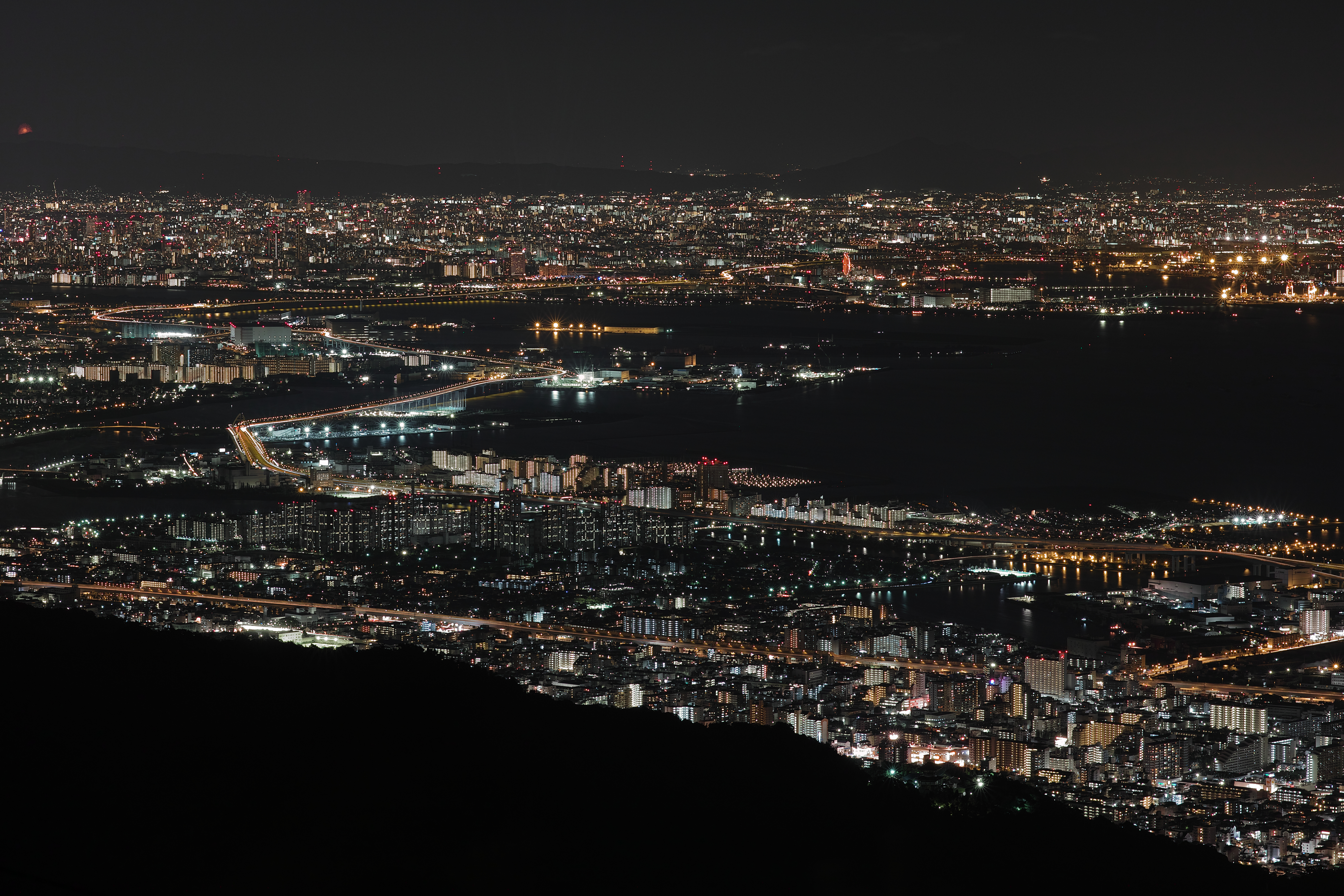 32k Wallpaper Japan cities, view from above, night city, city lights