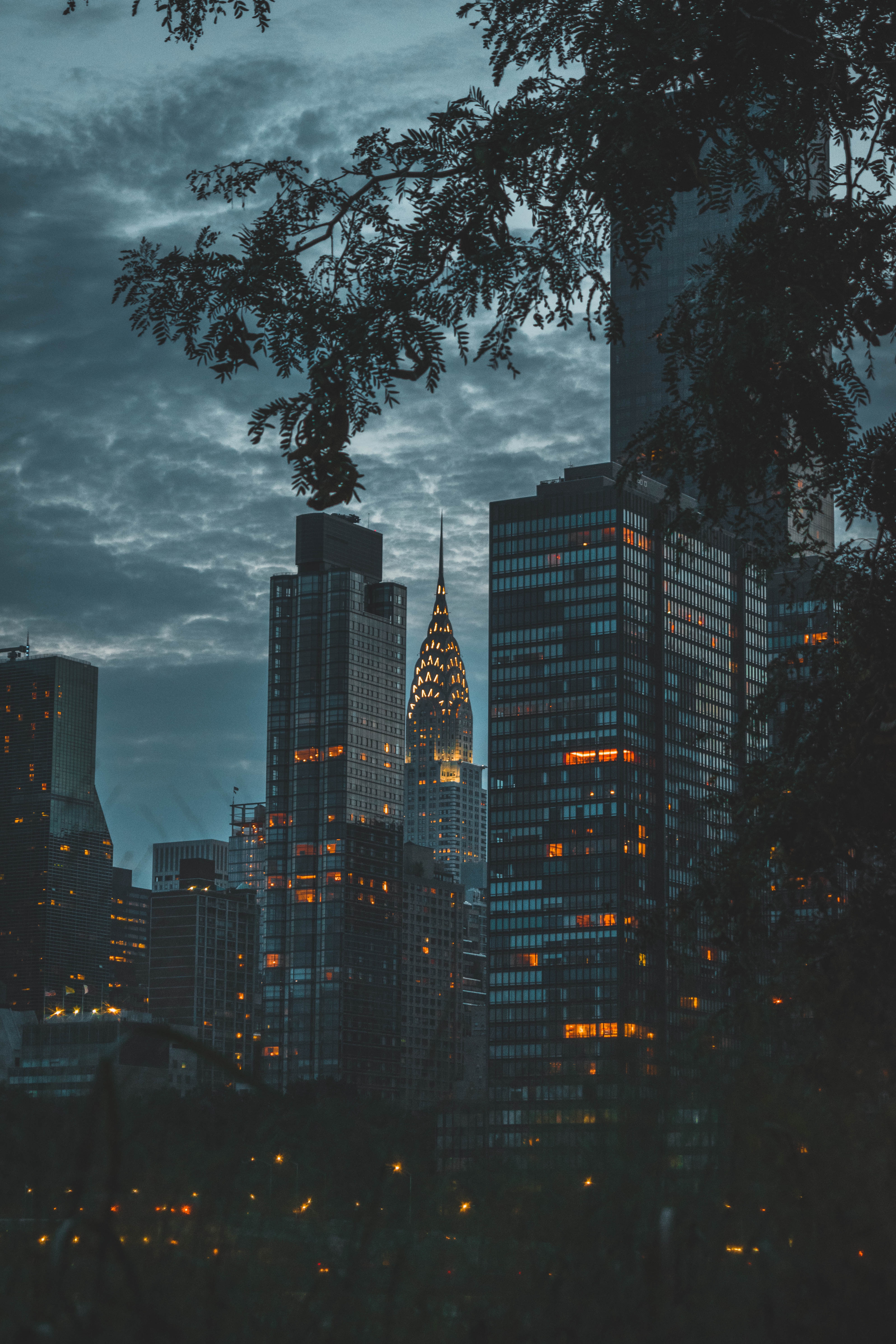 Night City twilight, dusk, architecture, new york 8k Backgrounds